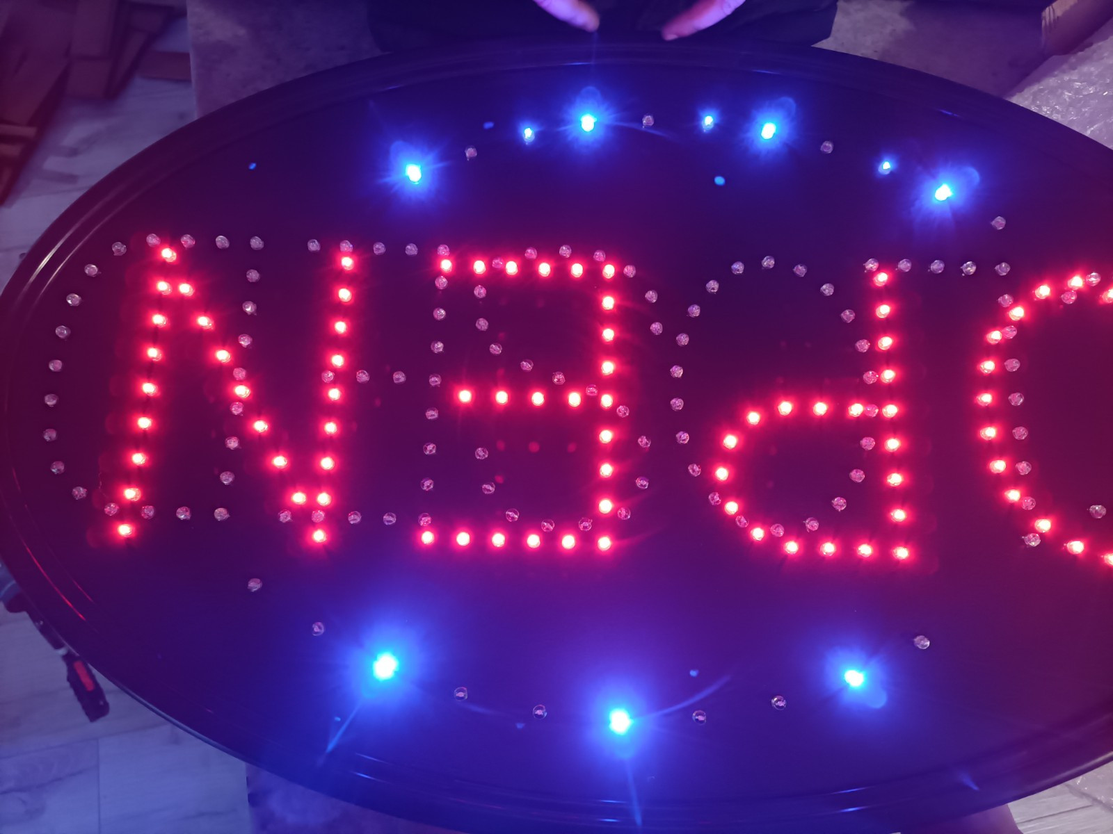 CLOSED OPEN LED SIGN, Jumbo 23&Prime; X 14&Prime; With Power Board. Missing Chain littlDamag