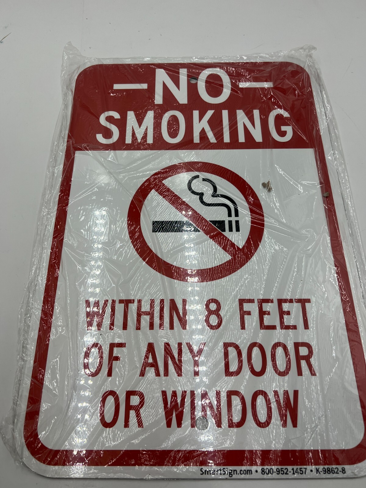 (Qty 2) SmartSign No Smoking Within 8 Feet of Any Door Or Window Sign 12×18 Inch