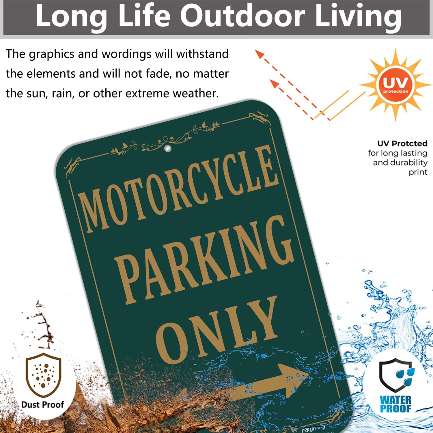 2-Pack « Motorcycle Parking Only » Signs 12×18&Prime; Metal Reflective Aluminum
