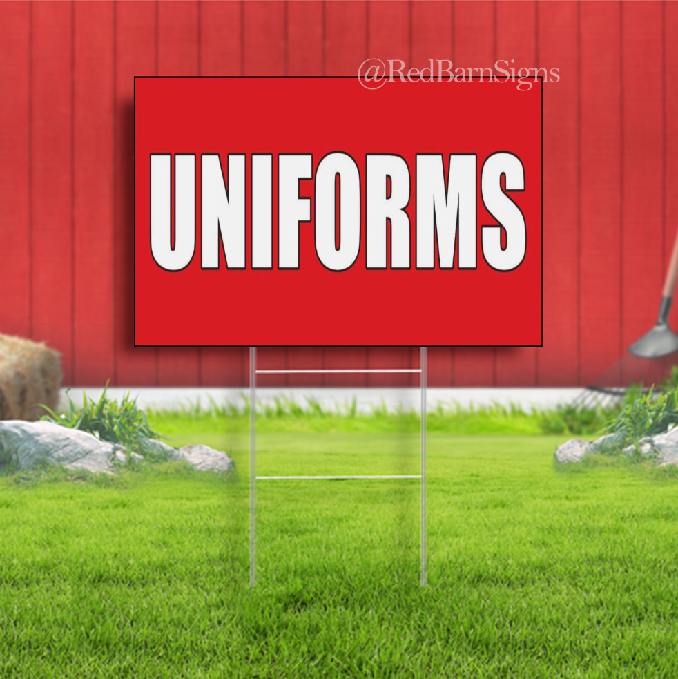 UNIFORMS APPAREL CLOTHES Shop Sewing workshop Indoor Outdoor Yard Sign