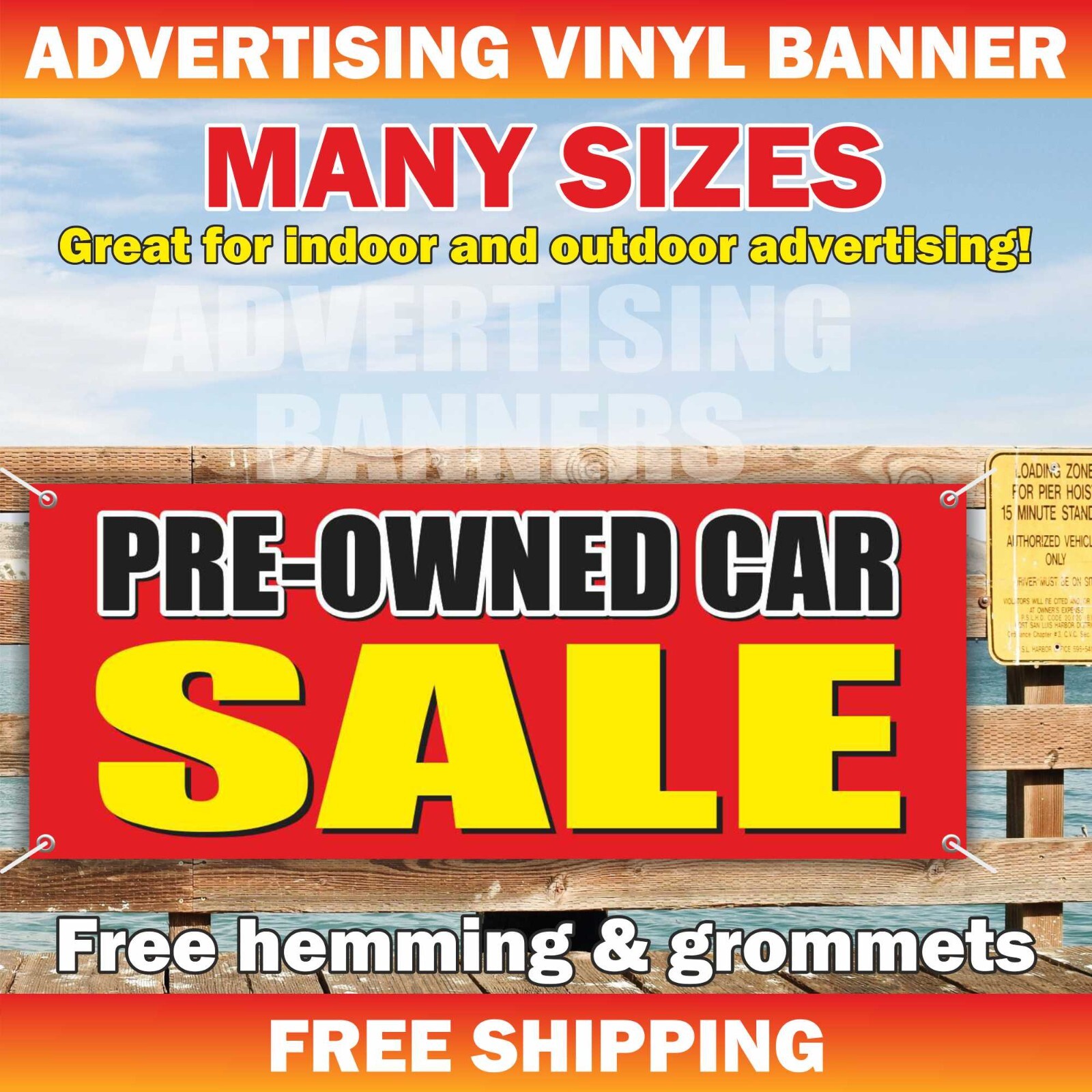 PRE-OWNED CAR SALE Advertising Banner Vinyl Mesh Sign Used AUTOS USADOS Service