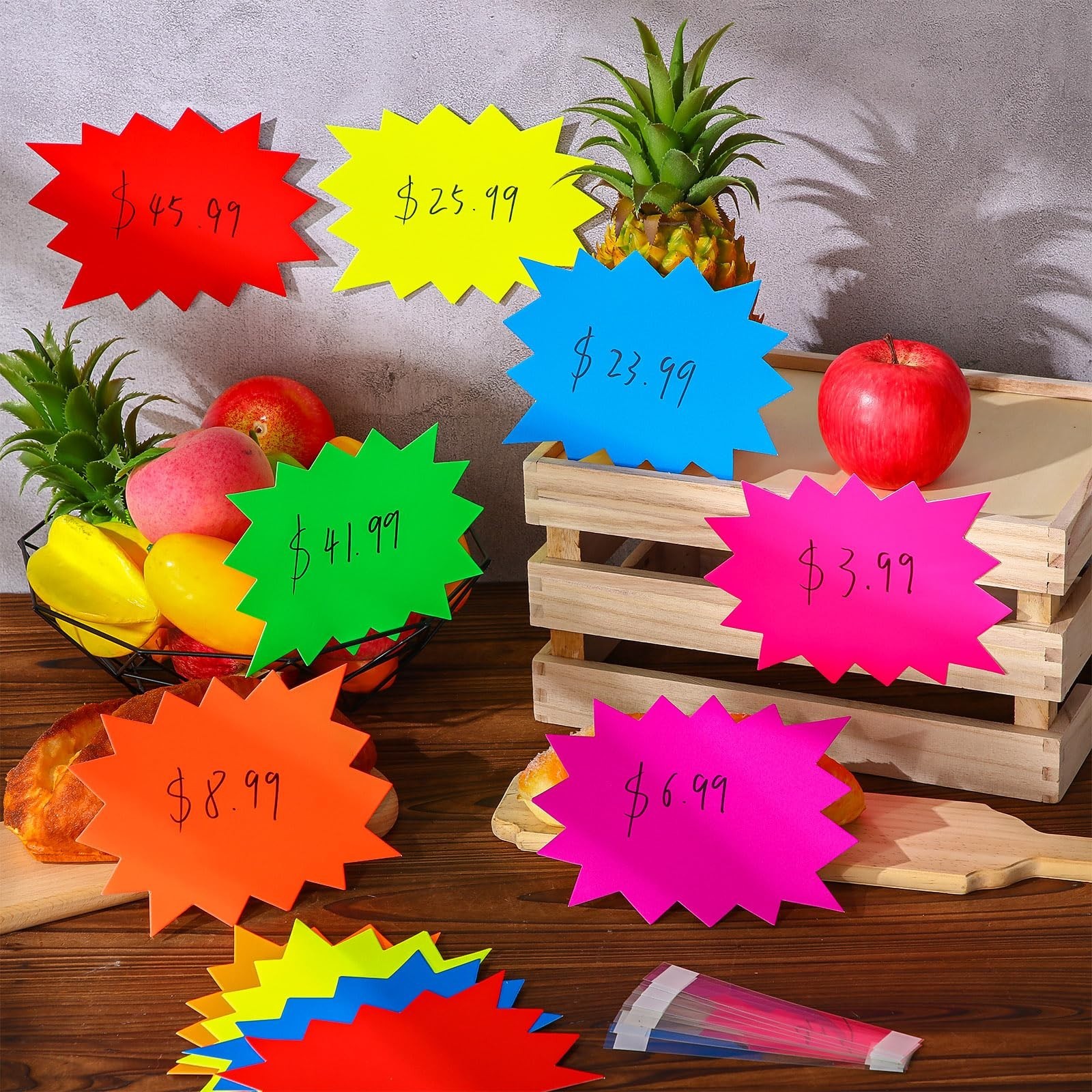 360 Pcs Neon Starburst Signs – 5&Prime;x6.7&Prime; Colorful Cutouts for Retail & Yard Sale