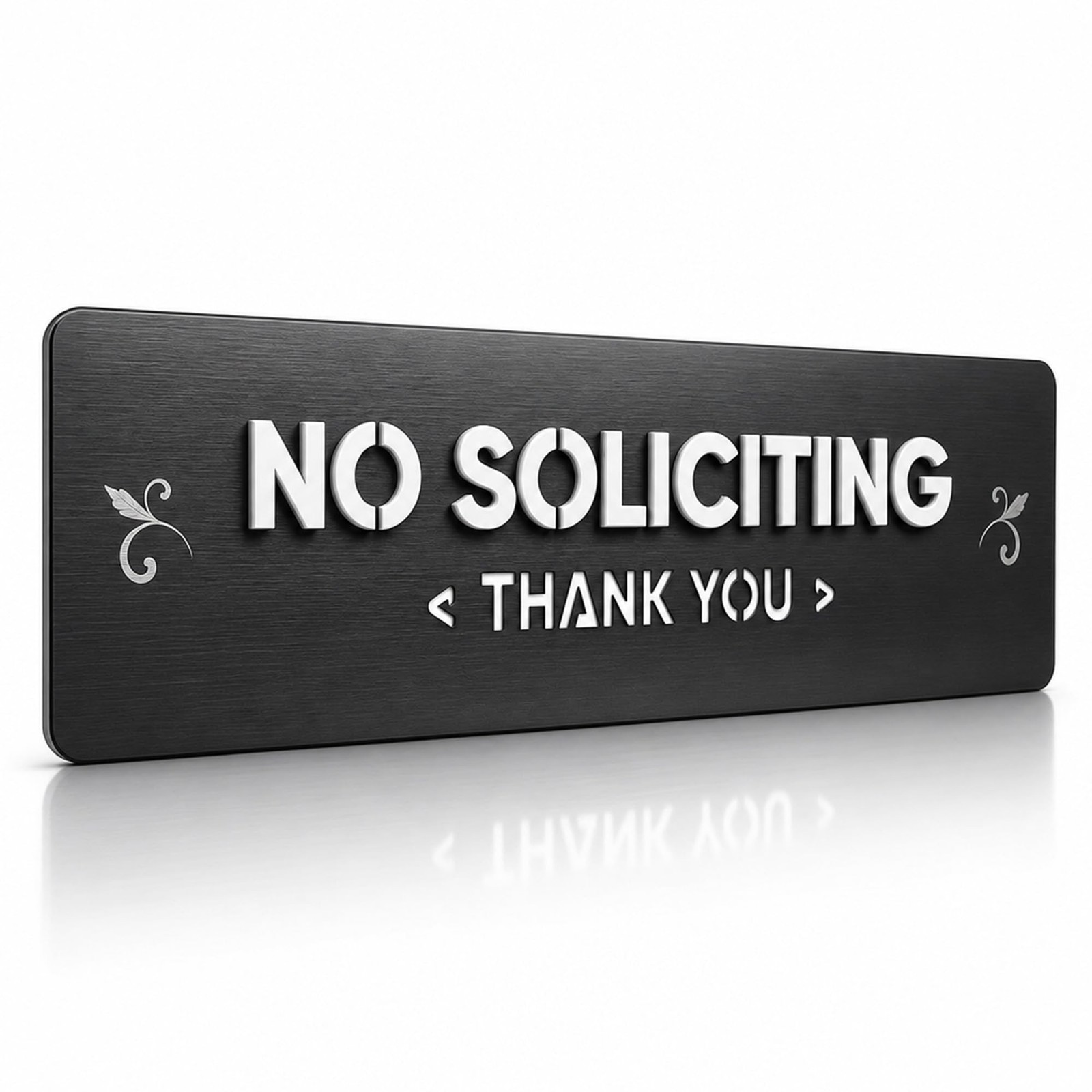 No Soliciting Sign, Matte Black – 304 Stainless Steel Raised Letters, No-D