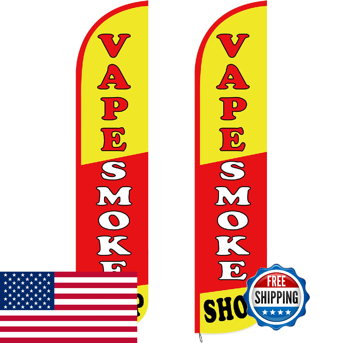 Hahafelt 2 Pcs Smoke Shop Windless Feather Swooper Flag 2.5X12 Feet Smoke Shop