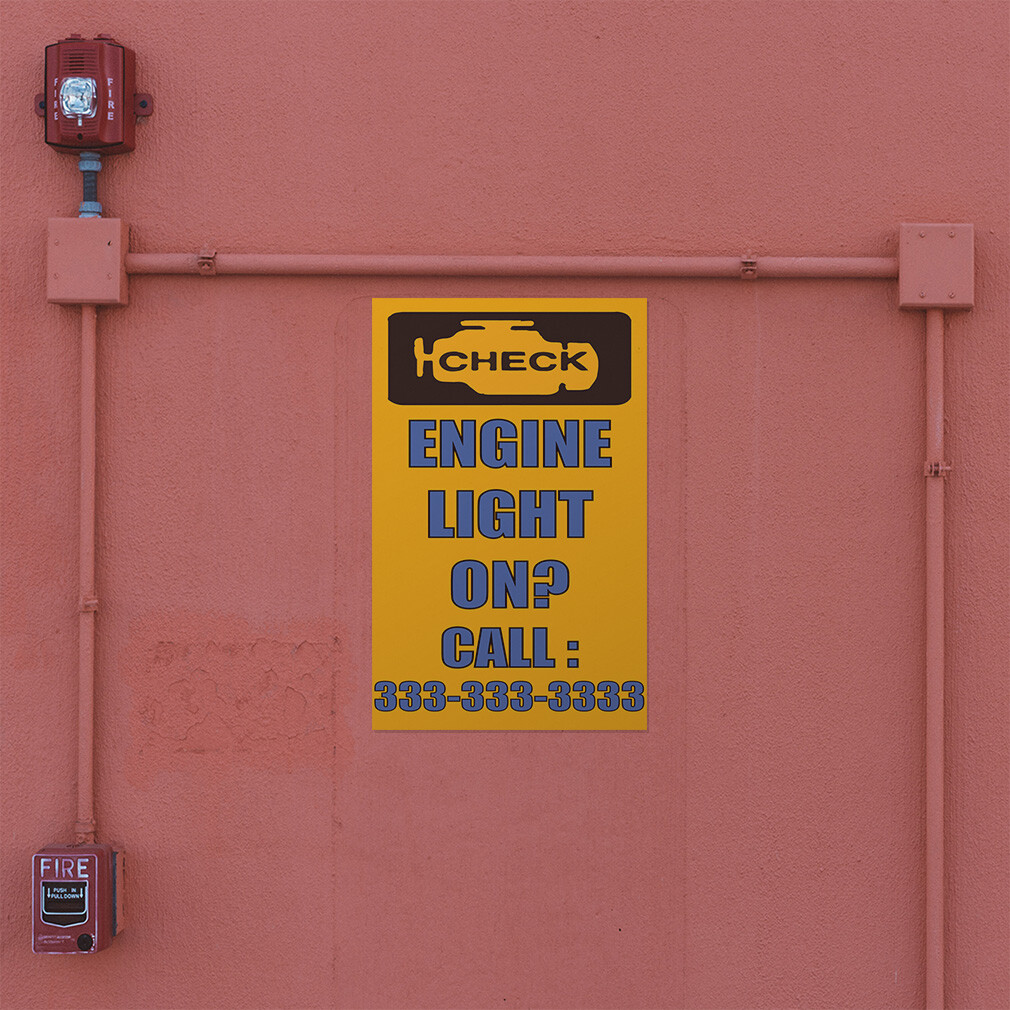 Door Decals Vertical Vinyl Stickers Multiple Sizes Engine Light on Custom Number