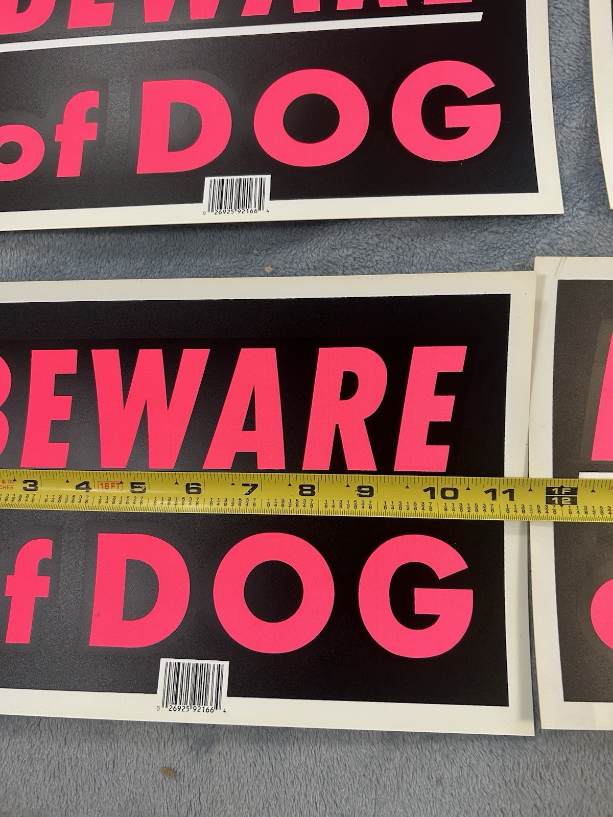 Lot Of 4 Black, Red & White Flexible Plastic “beware Of Dog” Signs