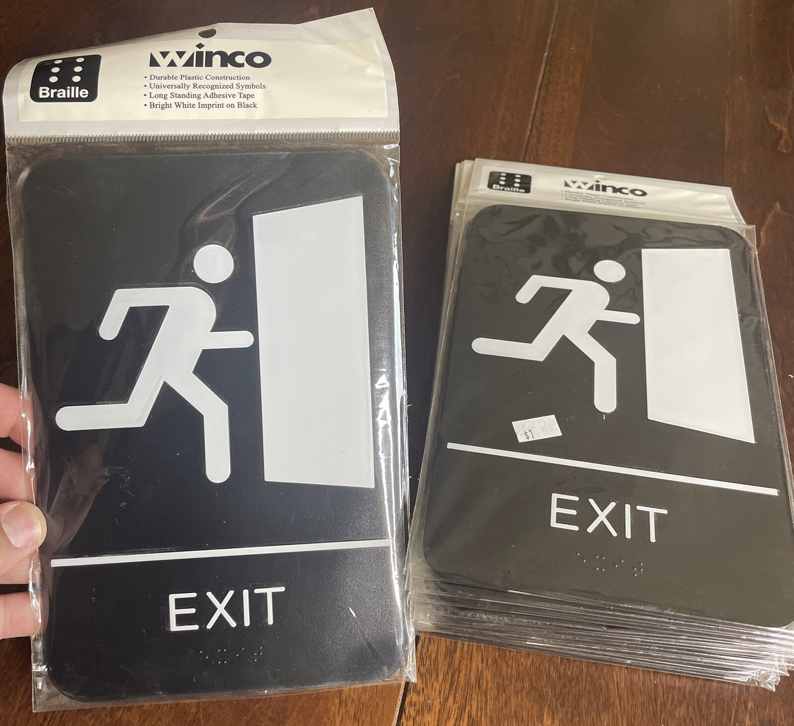 LOT of 10 EXIT Signs 6”x9” NOS WINCO (China) Braille