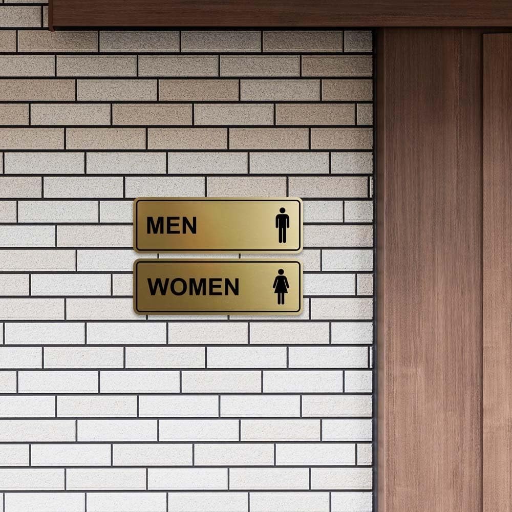Standard Men Women Restroom Sign – Brushed Gold – Large 1 Set (2 Pcs)