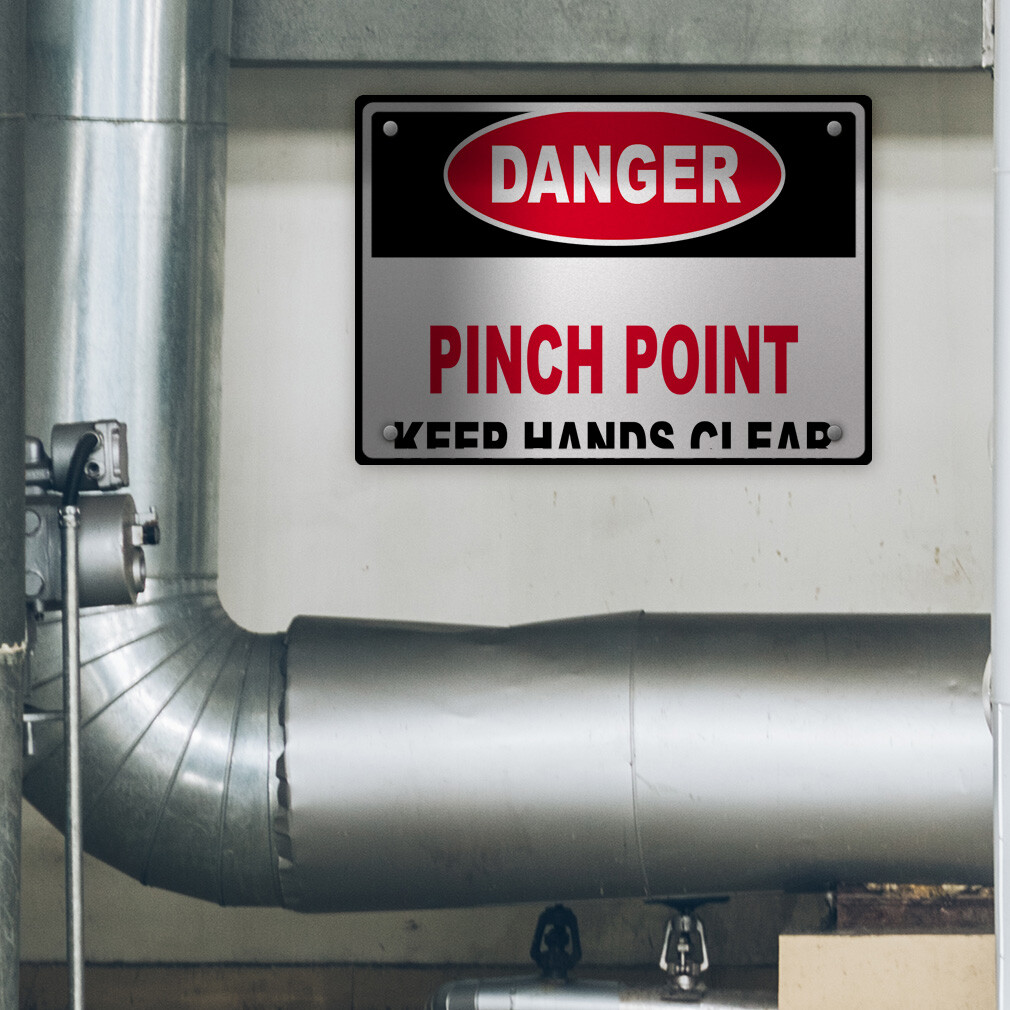 Aluminum Horizontal Metal Sign Danger Pinch Point Keep Hands Clear Hazard Labels