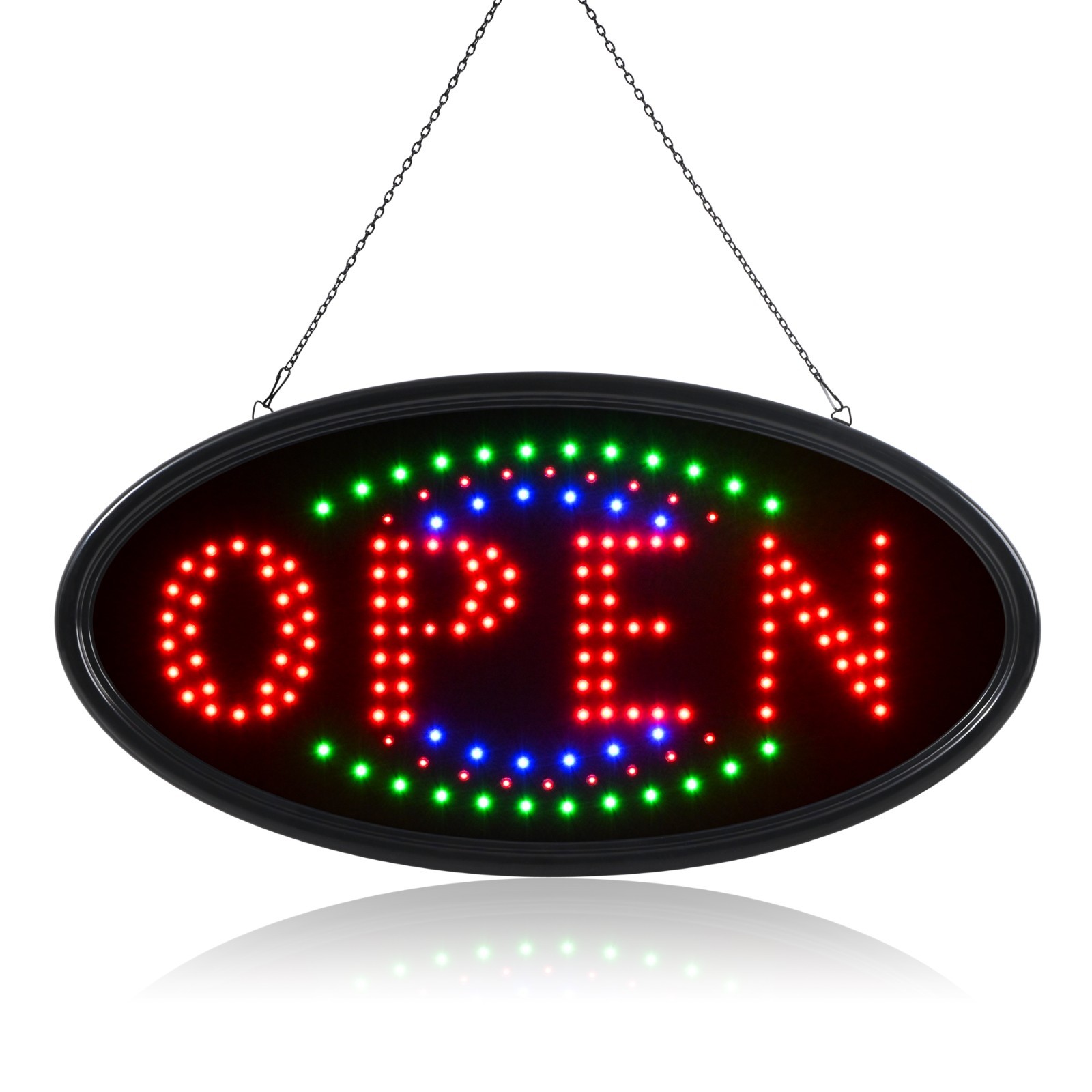 Jumbo 24&Prime; x 13&Prime; LED Neon Sign with Motion – « OPEN » with Blue/Green Tracer U161