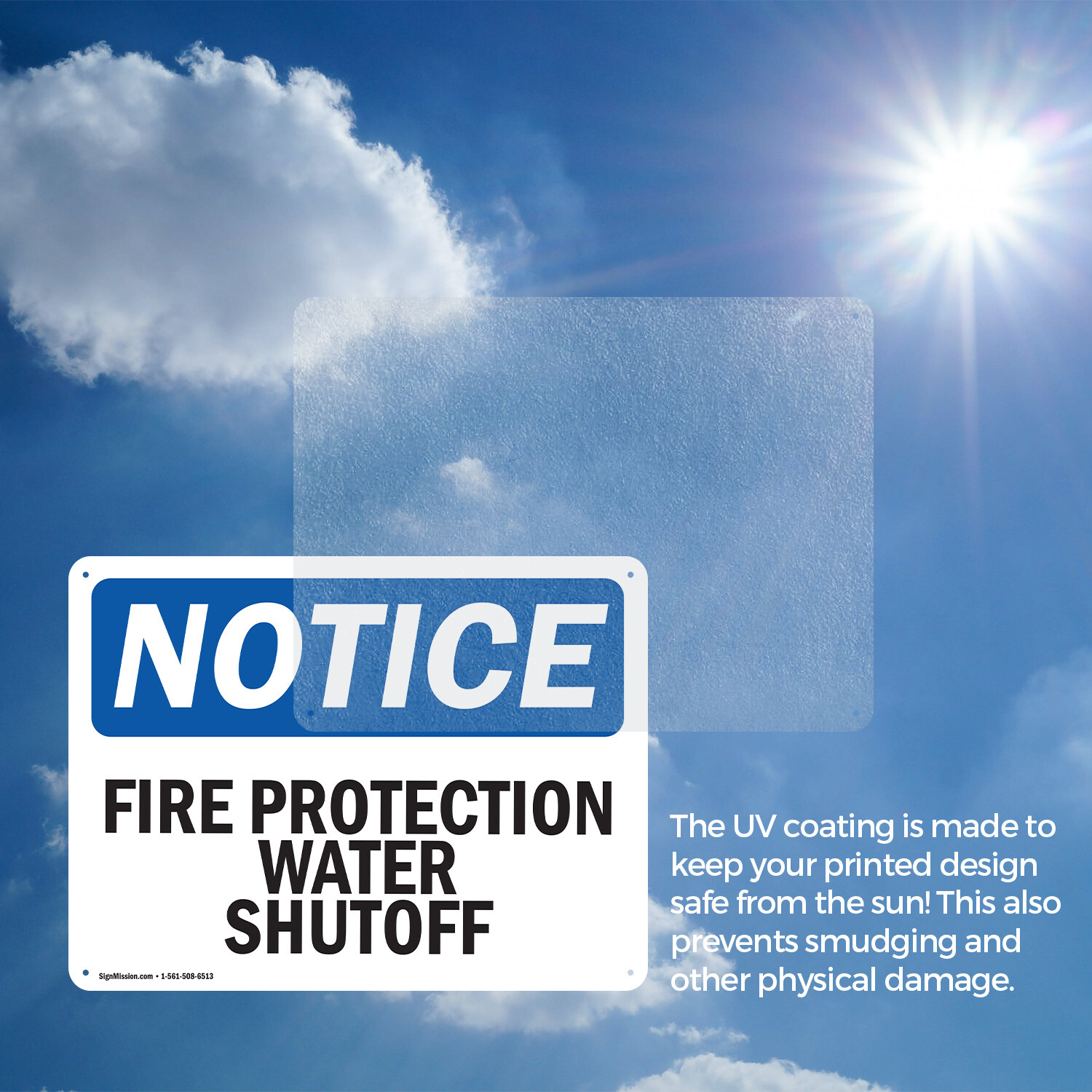 (2 Pack) Fire Protection Water Shutoff OSHA Notice Sign Decal Metal Plastic
