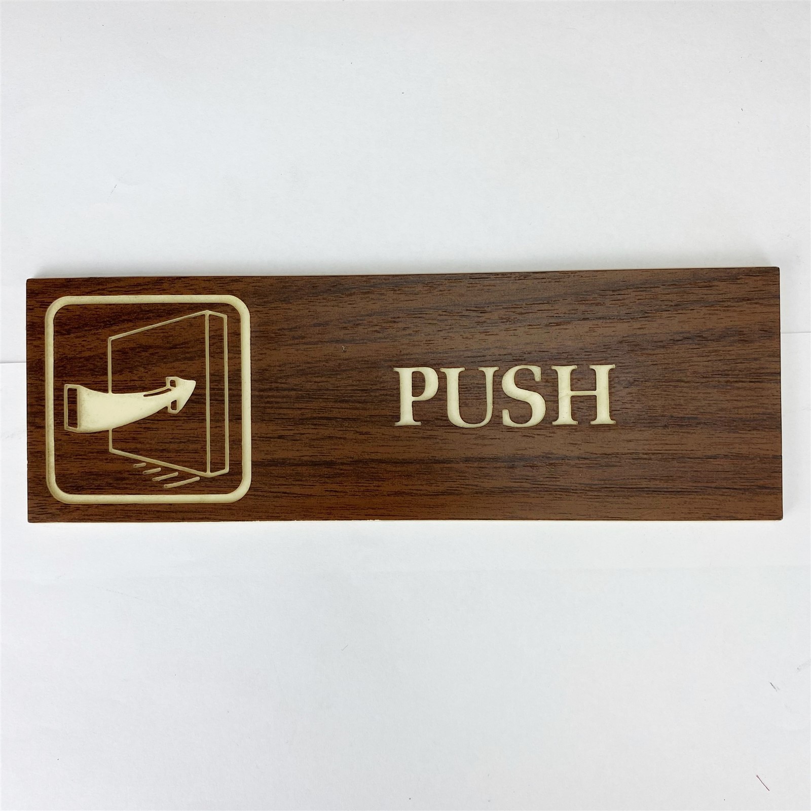 Retro Push door sign Traex 4502 3×9&Prime; Brown Self-Adhesive Shop Office Entrance