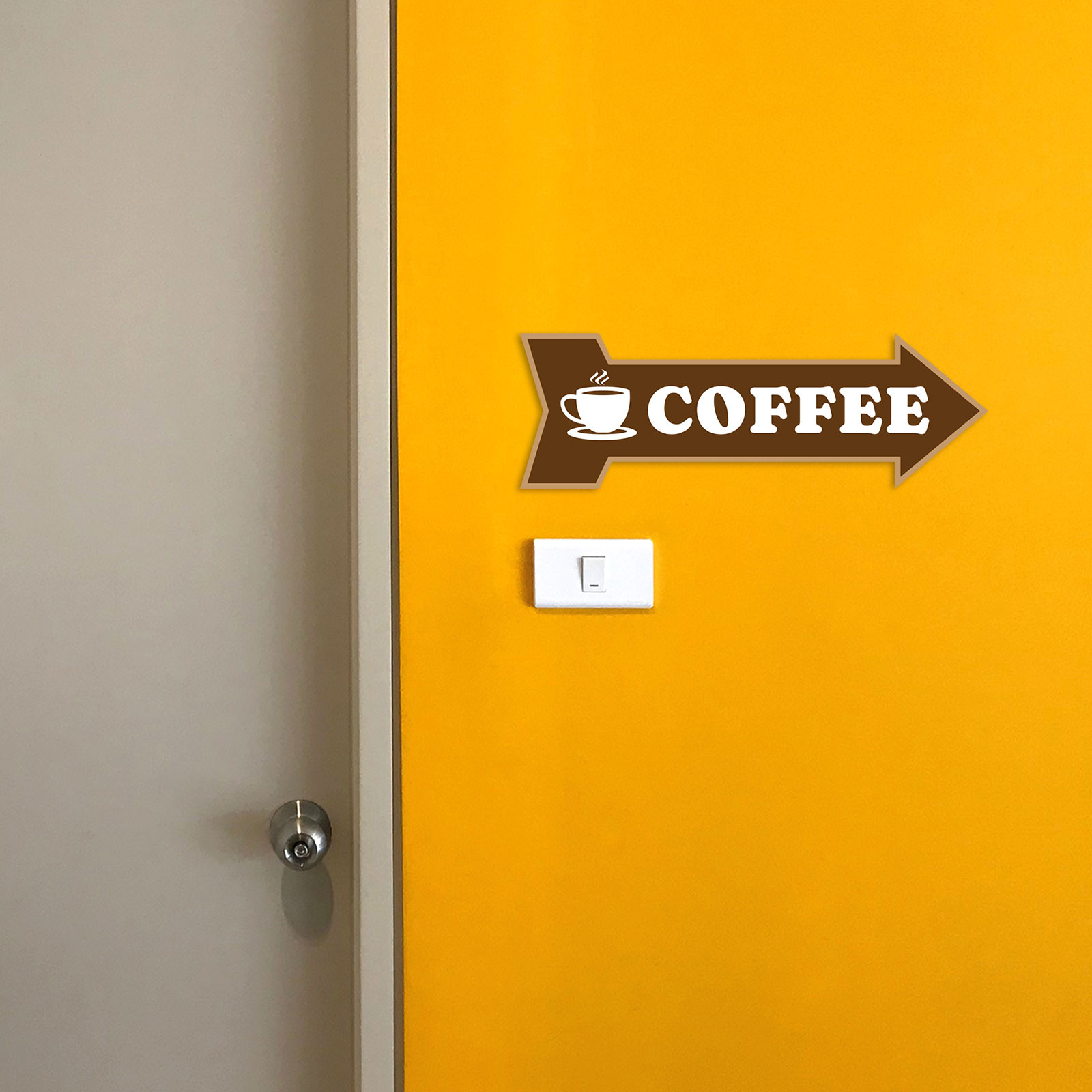 Arrow Shape Coffee 12×4&Prime; Wall or Door Sign | Funny Home Decor | Shop Décor