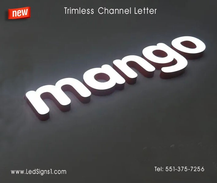 Custom made Trim less Channel Letters Signs Storefront signage 20 Inches