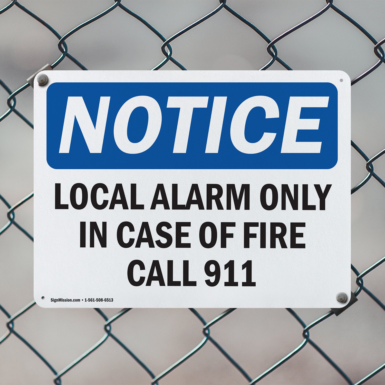 (2 Pack) Local Alarm Only In Case Of Fire Call 911 OSHA Notice Sign Decal Metal