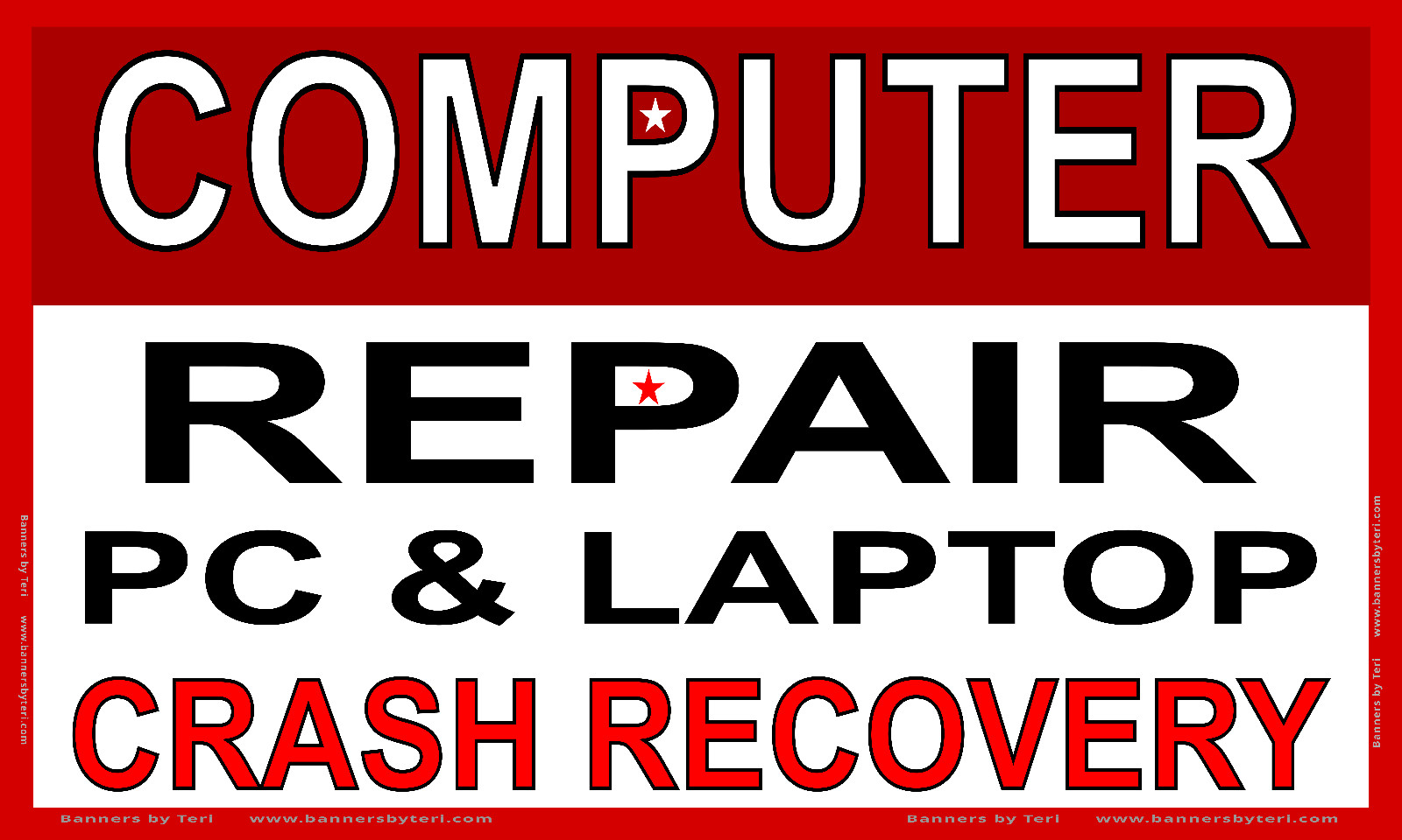 COMPUTER REPAIR CRASH RECOVERY – VINYL Banner Signs – FAST SHIPPING – USA MADE