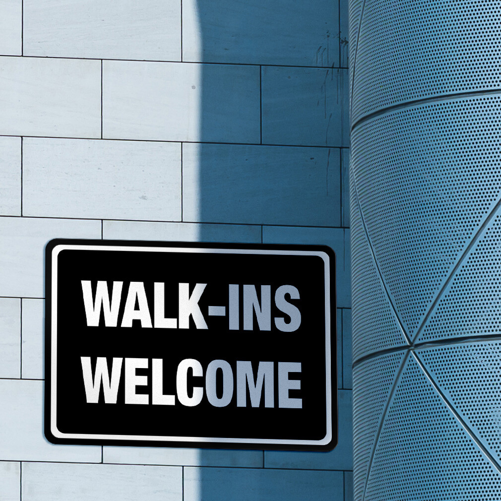 Aluminum Horizontal Metal Sign Walk-Ins Welcome Business Feature Department