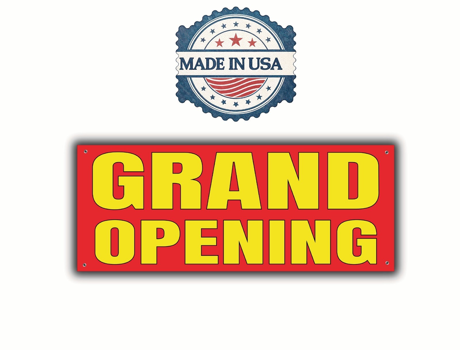 Grand Opening Banner Red Yellow Canvas 48×20 Inches 4 Corner Grommets Durable