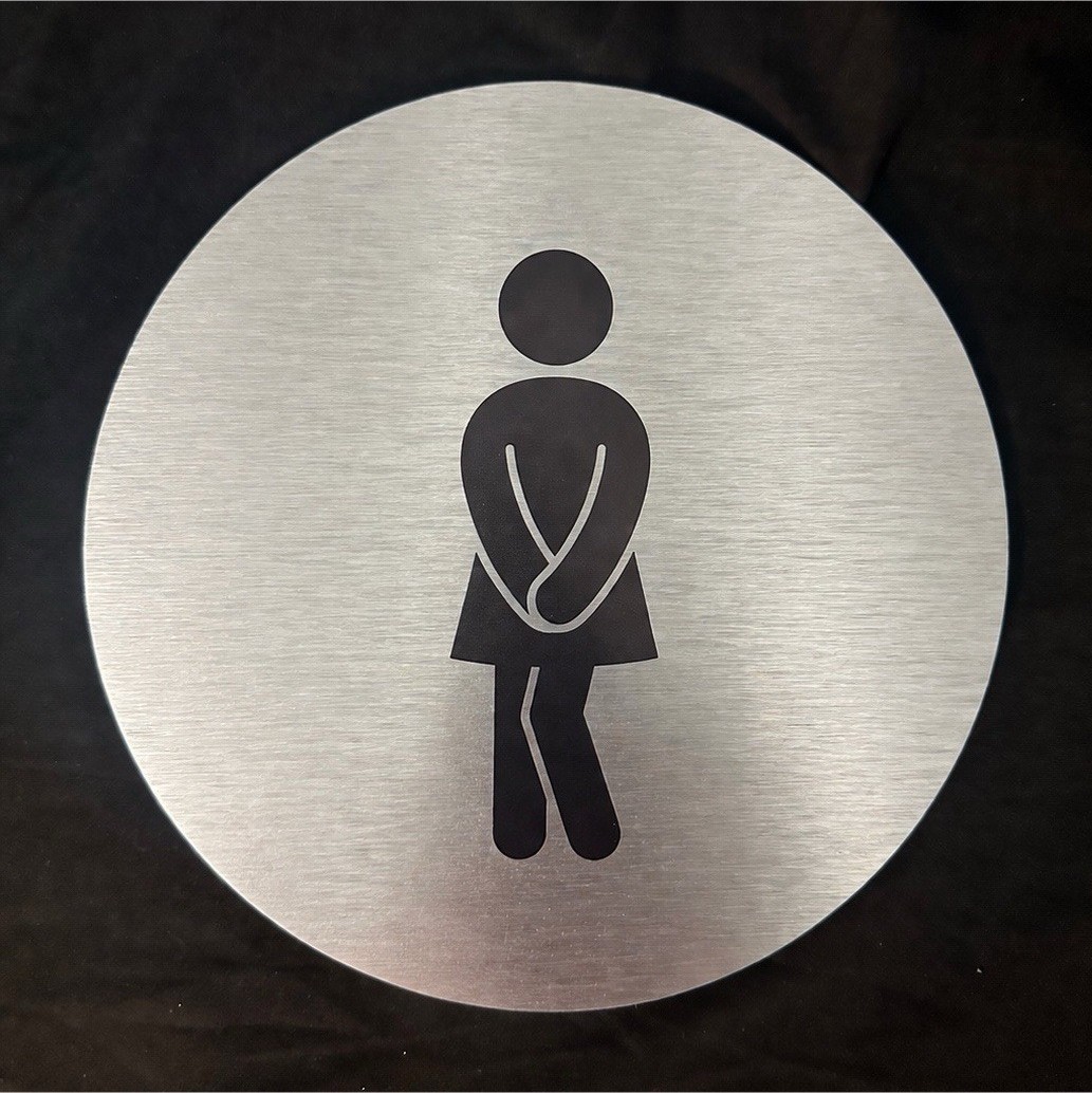 Women’s Restroom Sign 9” Round Brushed Aluminum Door Scratch Weather Resistant