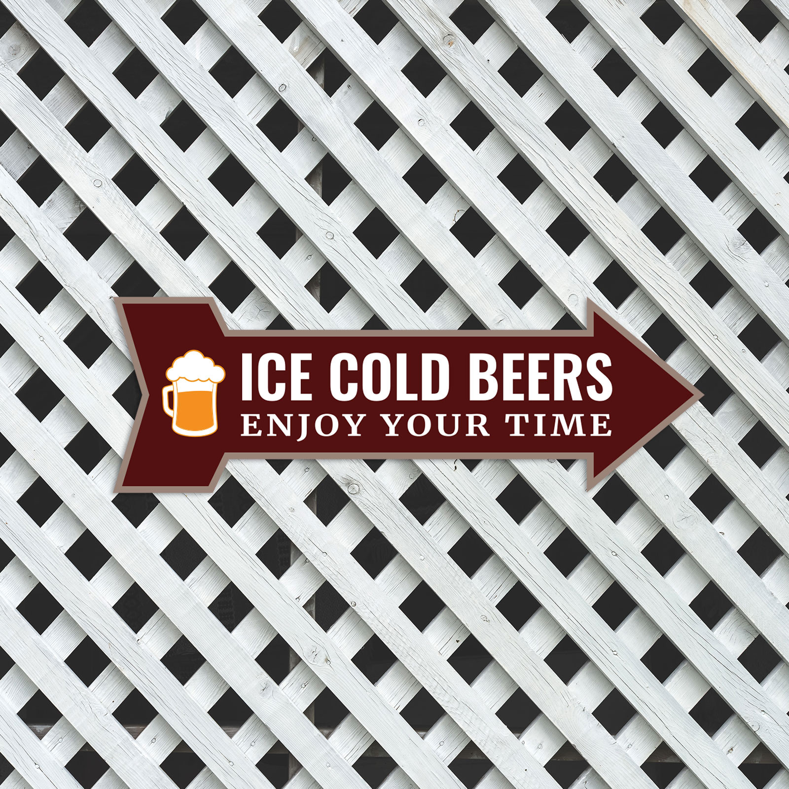 Arrow Shape Ice Cold Beers Enjoy Your Time 12×4&Prime; Wall or Door Sign