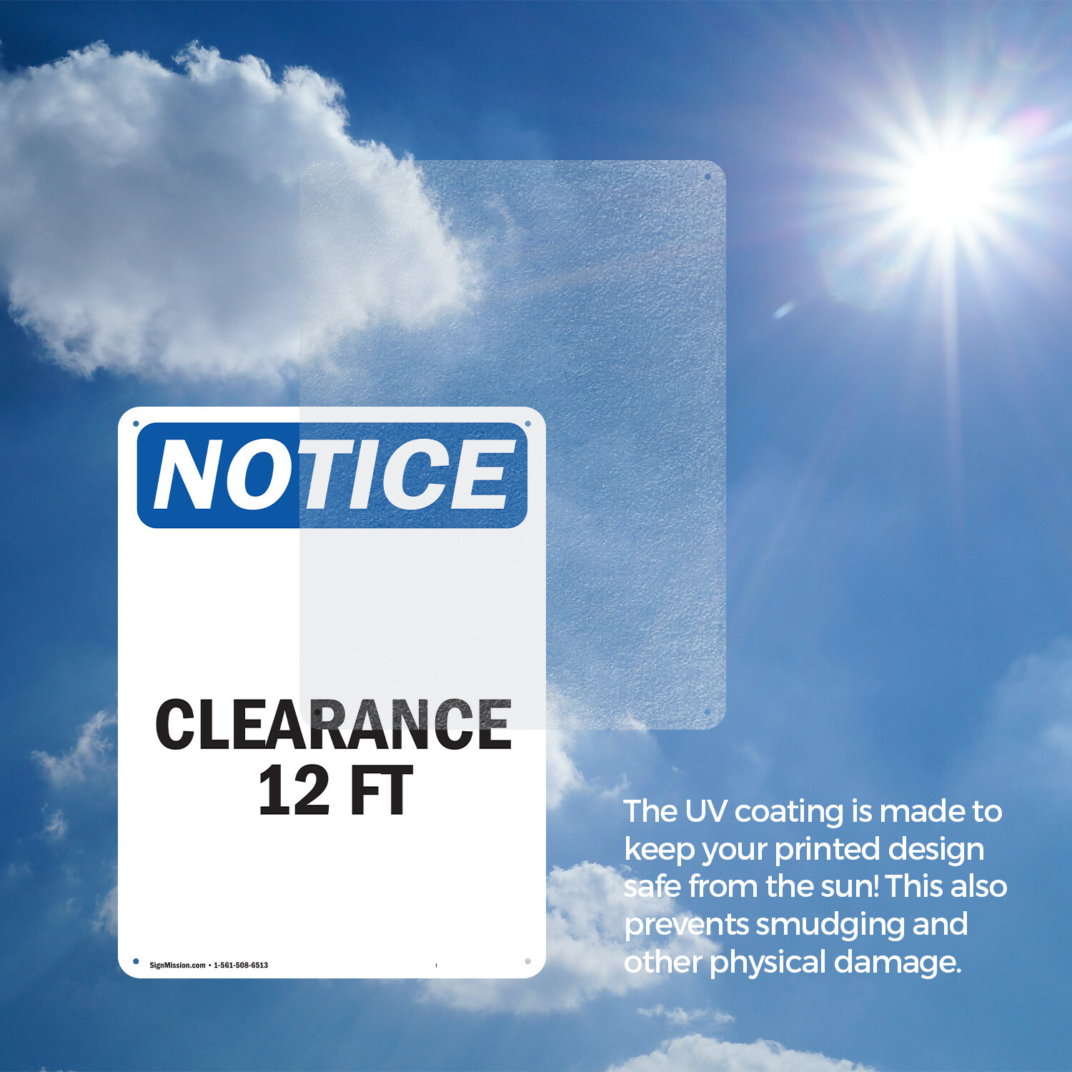 (2 Pack) Clearance 12 Ft OSHA Notice Sign Decal Metal Plastic