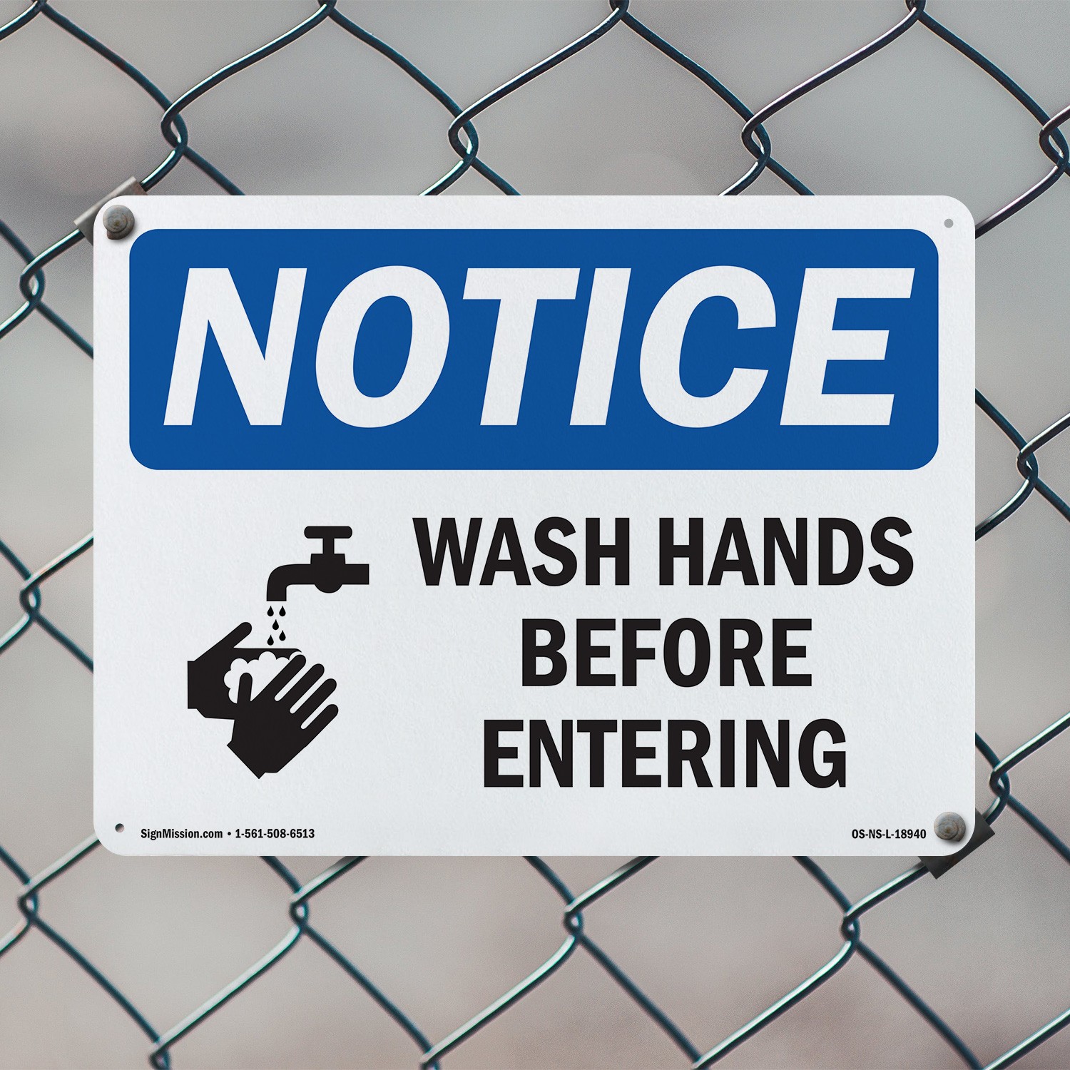 Wash Hands Before Entering OSHA Notice Sign Metal, Plastic, Decal 5 or 10 Pack