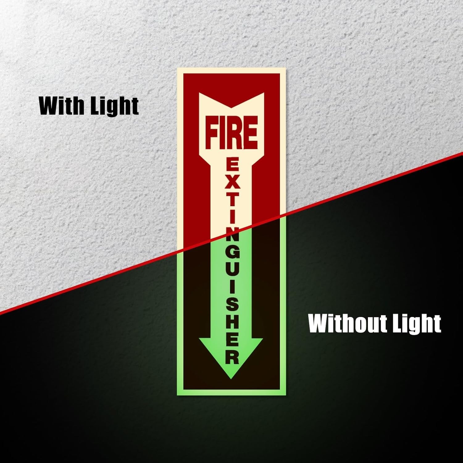 Fire Extinguisher Signs,Safety Sign Sticker glow in the dark 12 Small, red