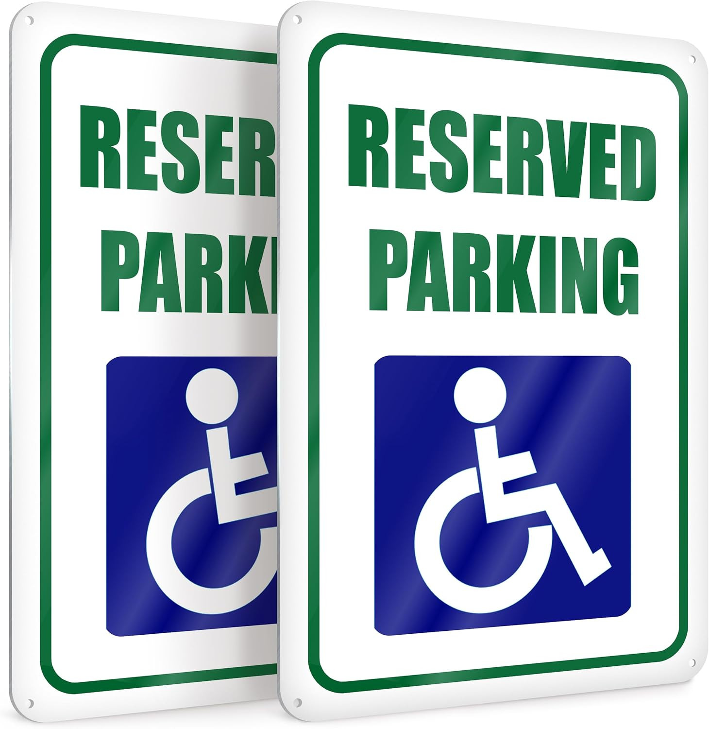 2 PC Handicap Reserved Parking Signs, 8X12 Reflective Aluminum Disabled Parking