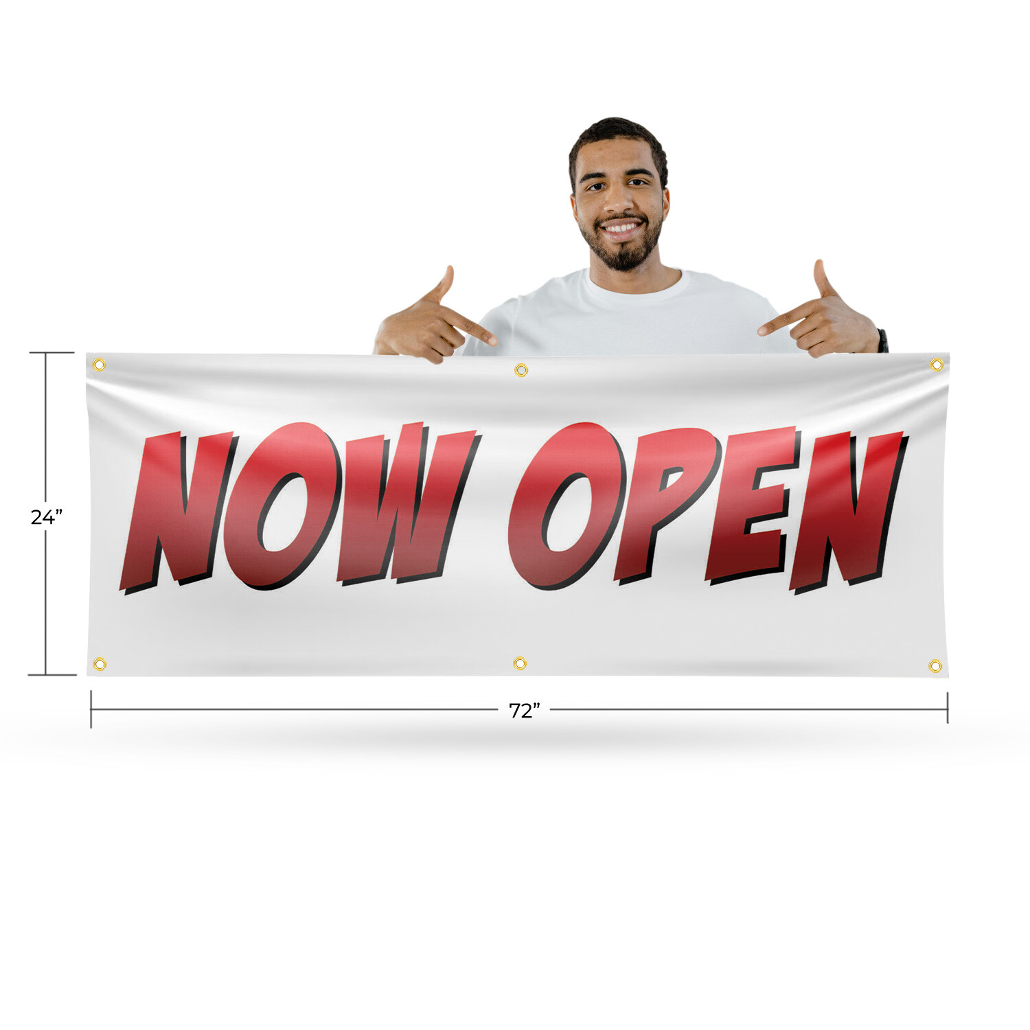 Now Open 13 oz Vinyl Banner Sign with Metal Grommets Heavy-Duty Single-Sided