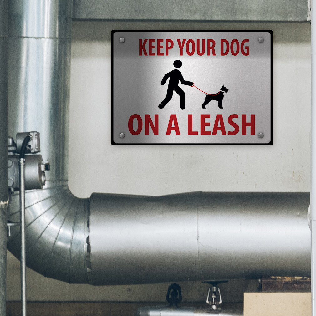 Horizontal Metal Sign Keep Your Dog on A Leash Weatherproof Street Signage
