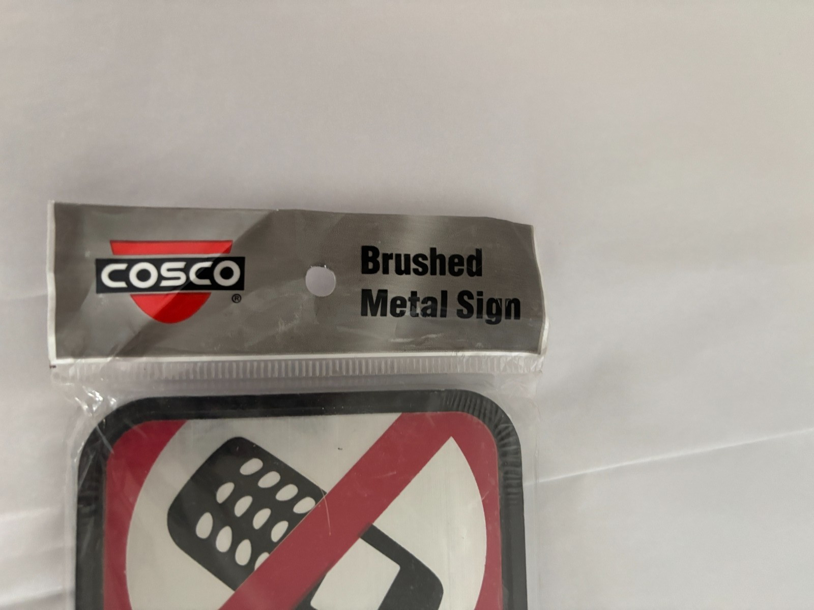 New COSCO Brushed Metal Sign – Turn Off Cell Phone – 3 Inches x 9 Inches