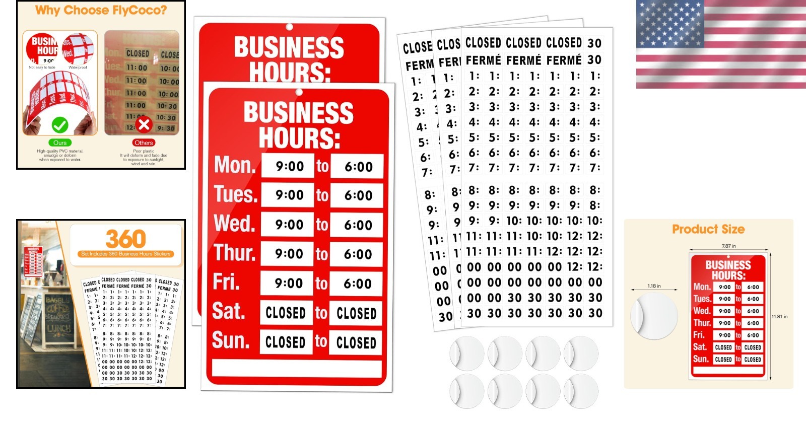 2 Piece Business Hours Sign, Open Hours Signs for Business Adjustable, Assured