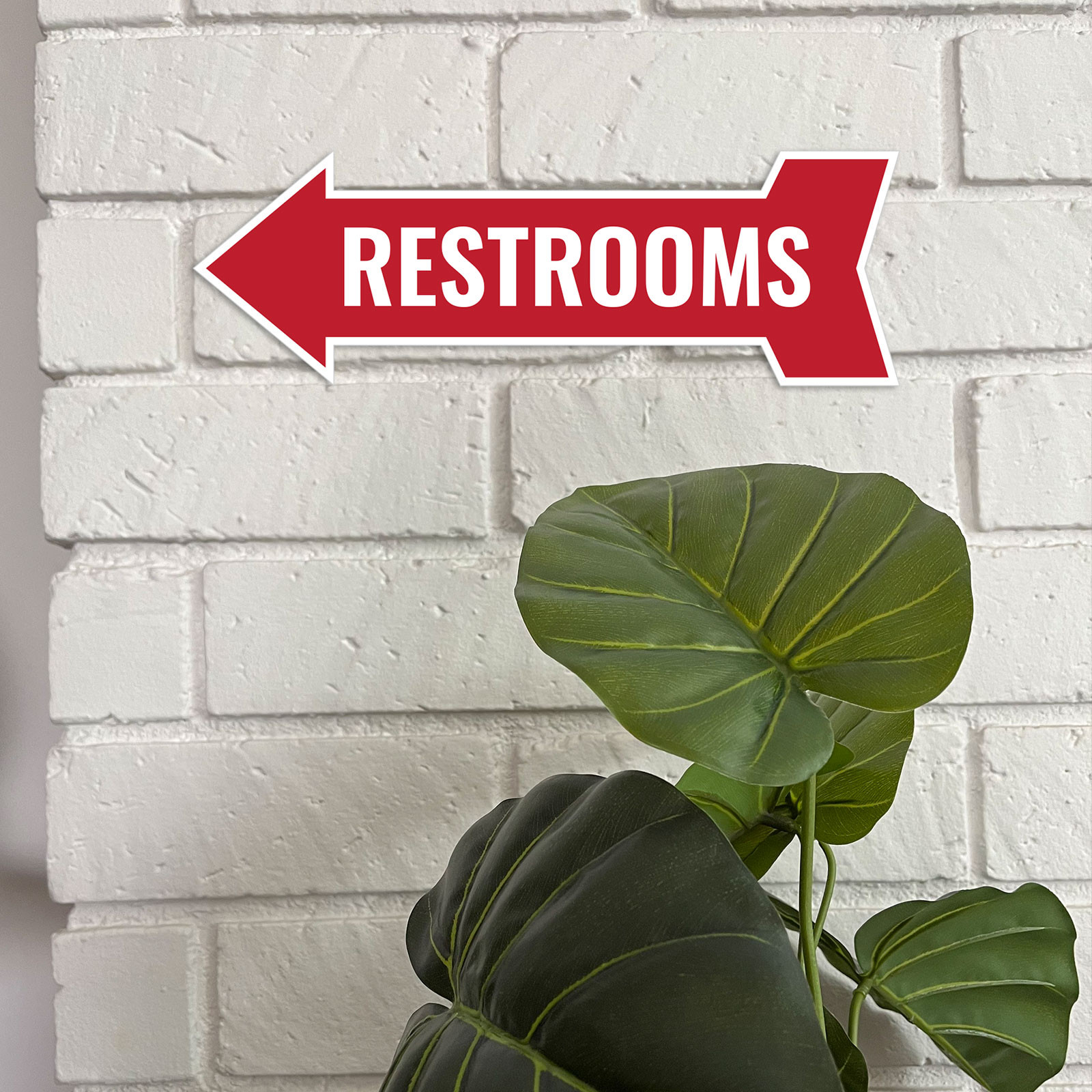 Arrow Shape Restrooms 12×4&Prime; Wall or Door Sign | Bathroom Signage