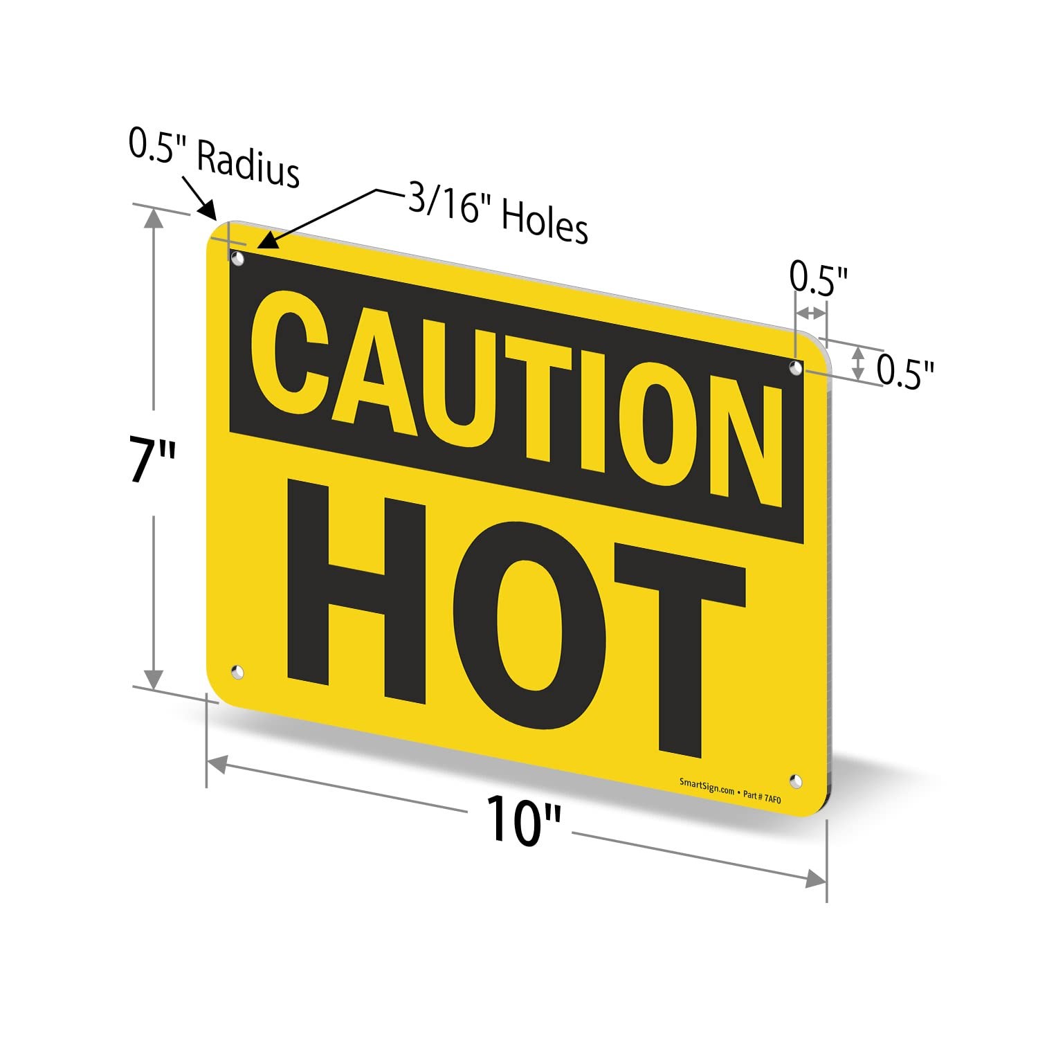 Caution Hot Sign 7×10 Inch Aluminum Black On Yellow Safety Warning Decor