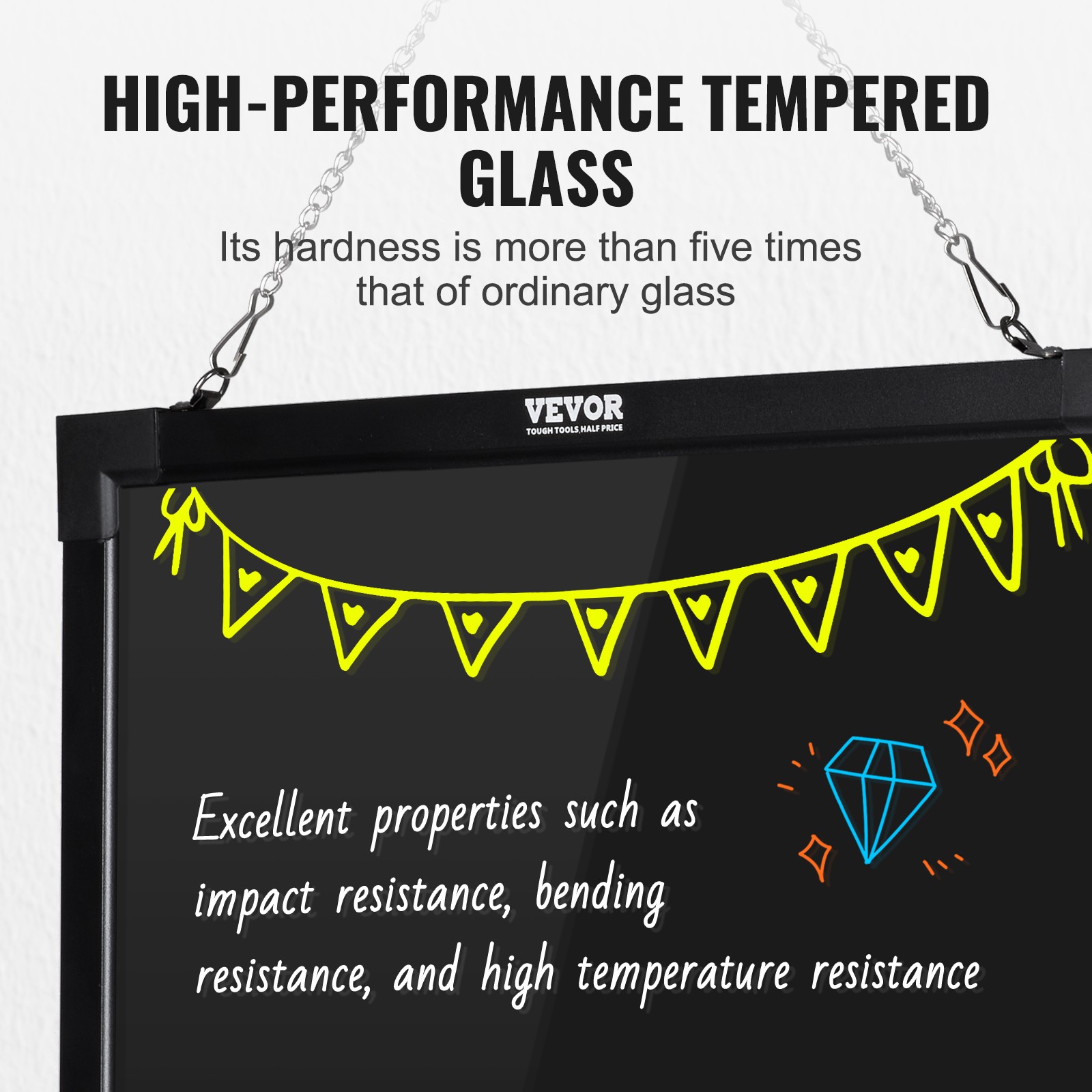 VEVOR LED Message Writing Board 24&Prime;x16&Prime; Illuminated Erasable Lighted Chalkboard