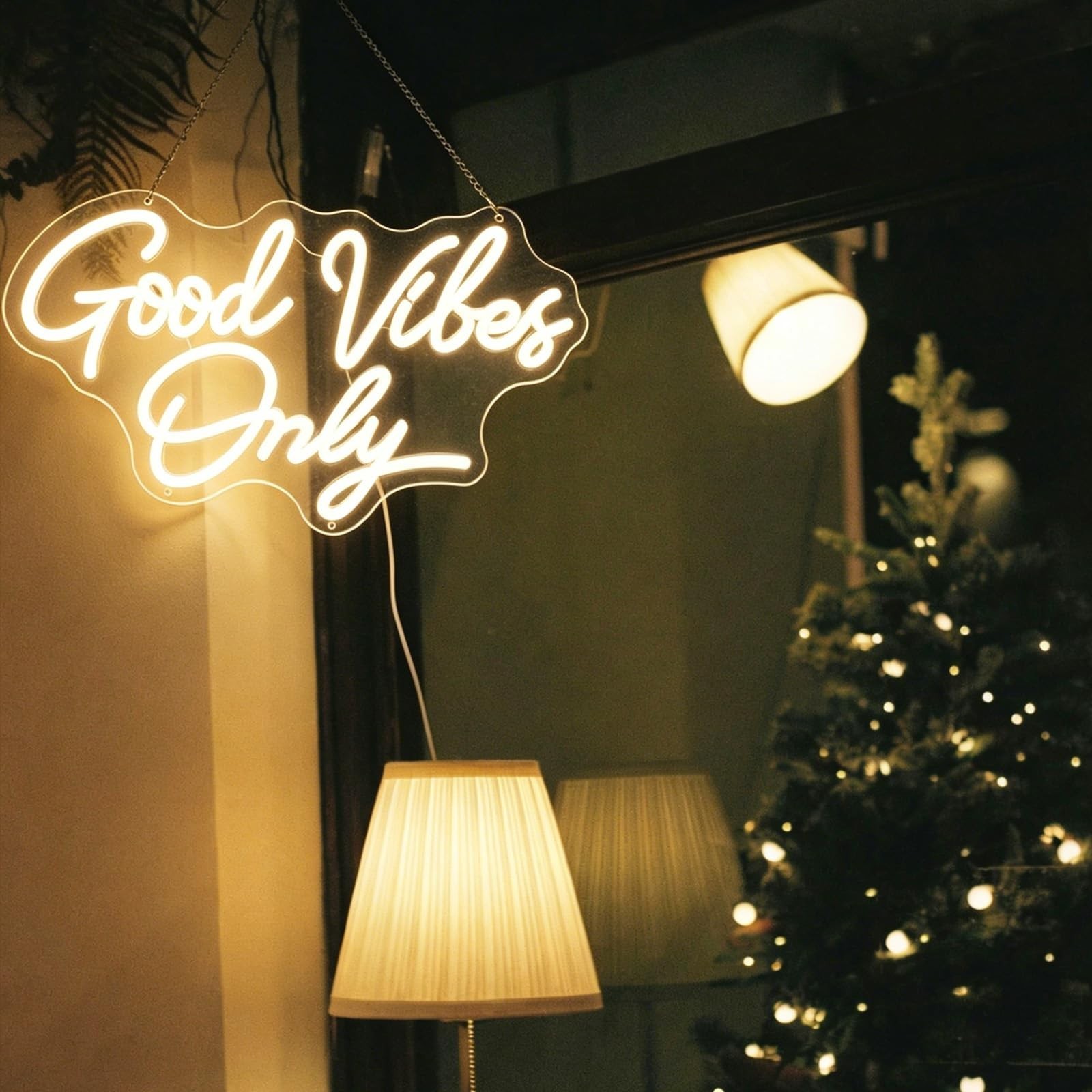 Good Vibes Only Neon Sign, Dimmable LED Neon Light for Wall Decor, for Weddin…