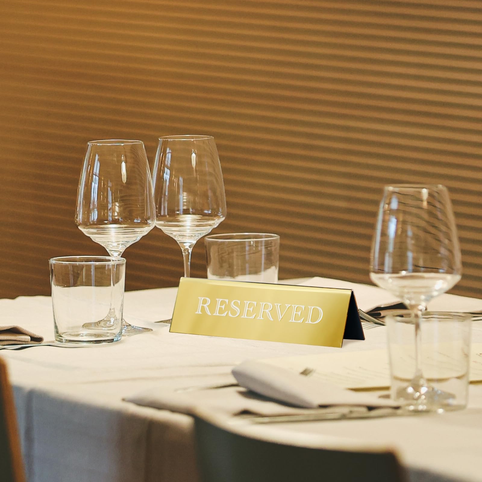 6 PCS 7.9×2.7 Inch Gold Mirror Acrylic Reserved Table Tent Seating Signs