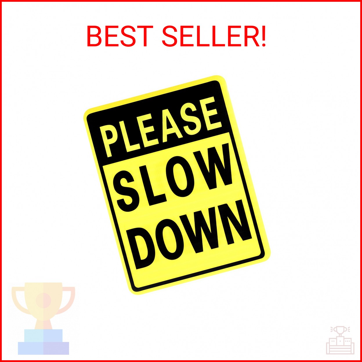 Kichwit Please Slow Down Yard Signs with Metal Stakes, 16 x 12 Inches/25 Inch Hi