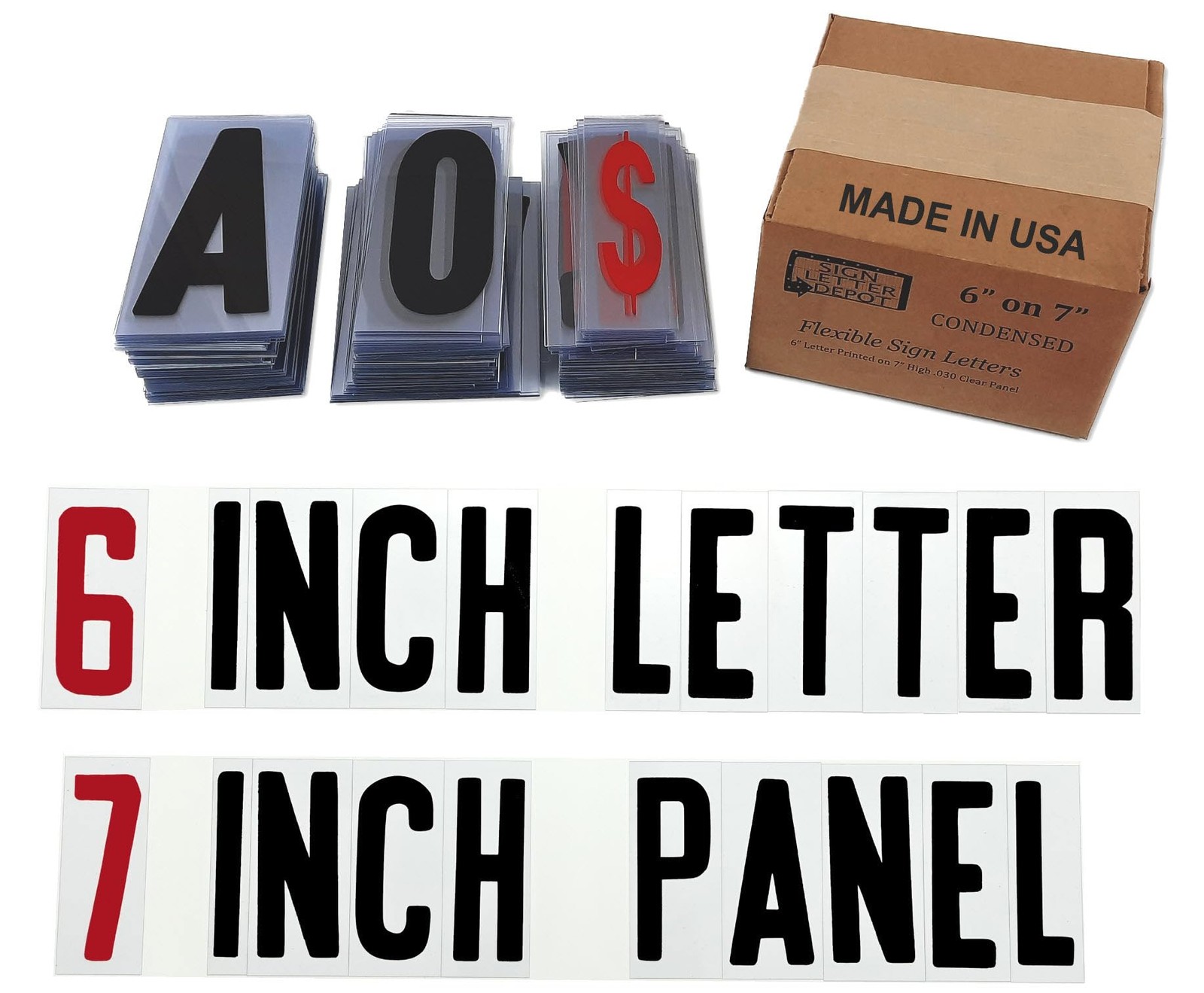 Changeable Sign Letters 6” on 7-inch Flexible Panel – Condensed Font, Made in…