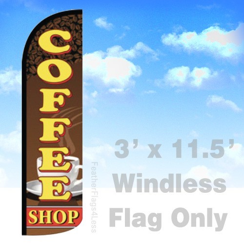 COFFEE SHOP Windless Swooper Flag 3×11.5&prime; Feather Banner Sign – q