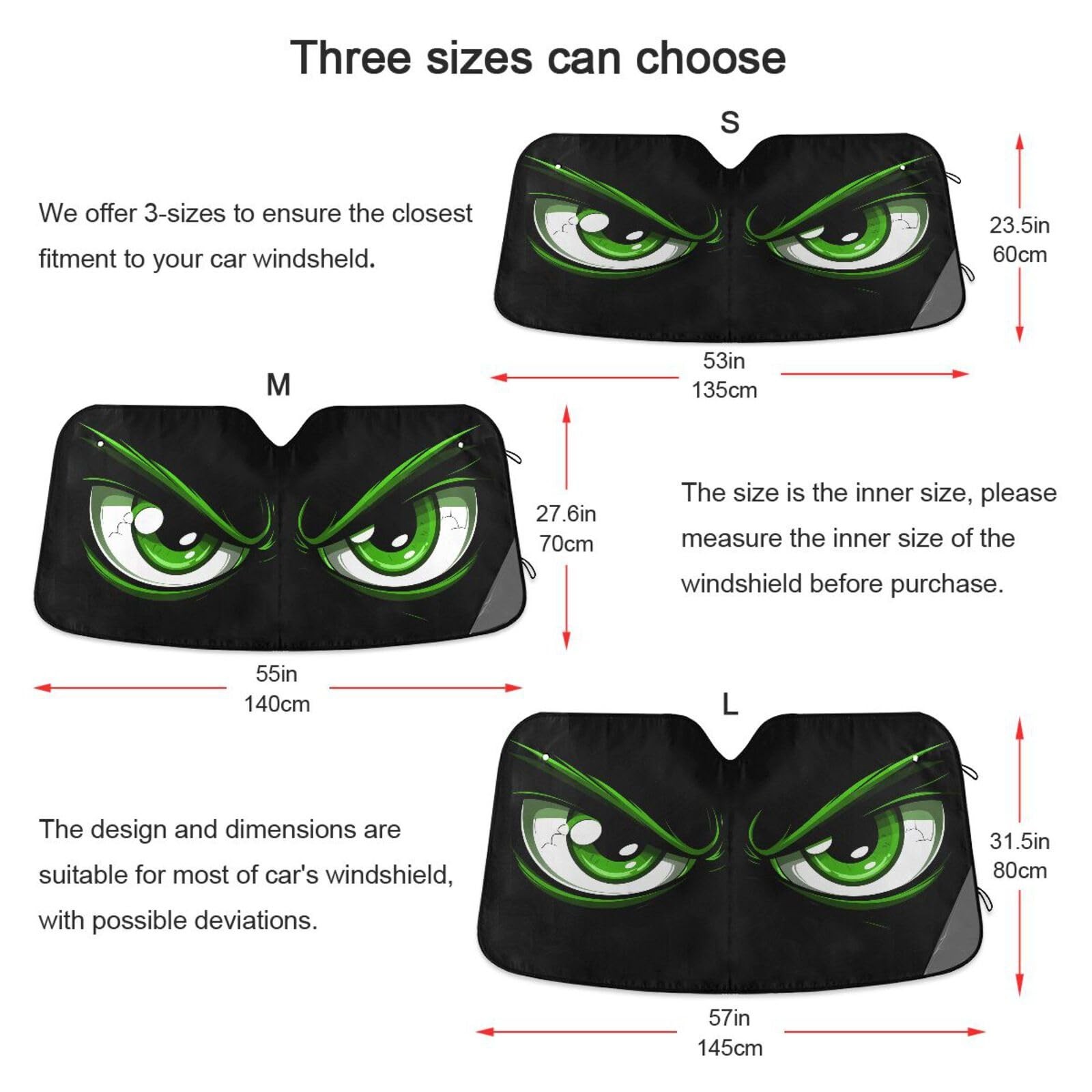 Evil Green Eyes Windshield Sun Shade for Car Auto SUV Truck Foldable Front Wi…
