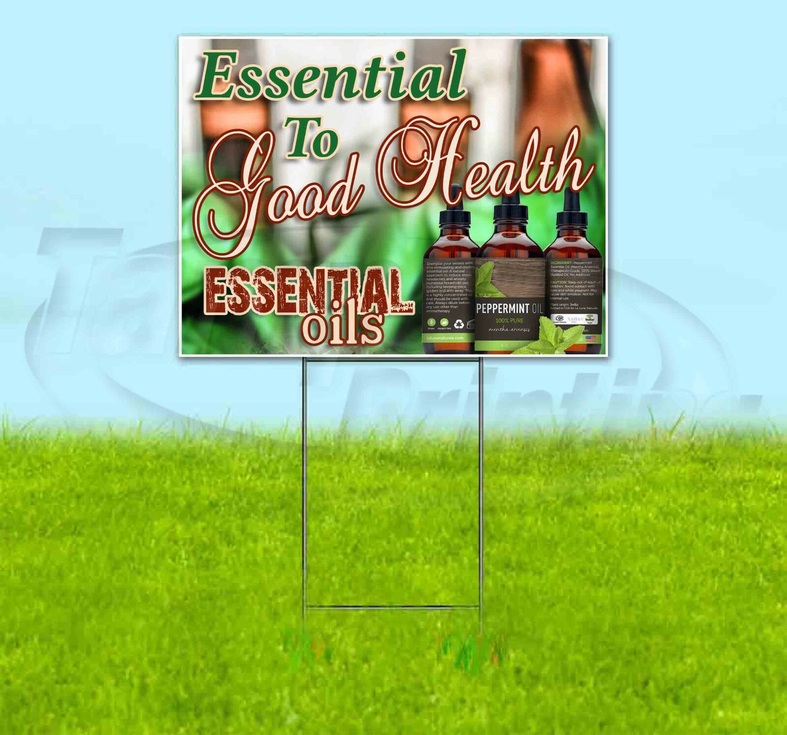 ESSENTIAL TO YOUR HEALTH 18×24 Yard Sign WITH STAKE Corrugated Bandit USA OILS