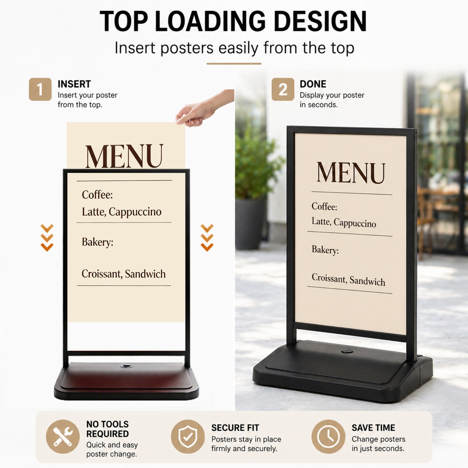Double-Sided Floor Standing 23⅔ »x35½ » Sign Holder with Water Refilled Base