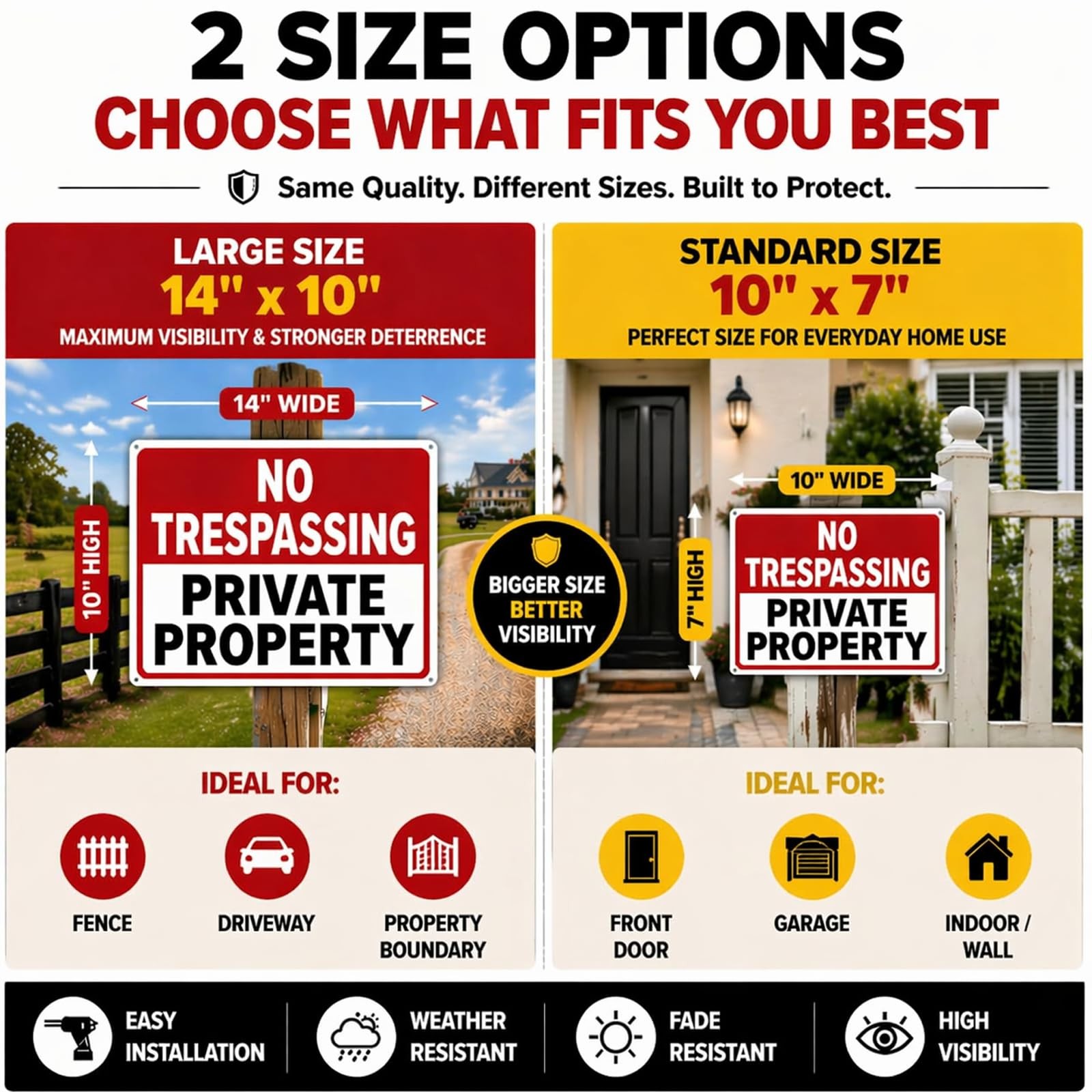 4 Pack Large No Trespassing Signs Private Property – 14×10 Inch 40 Mil Heavy …