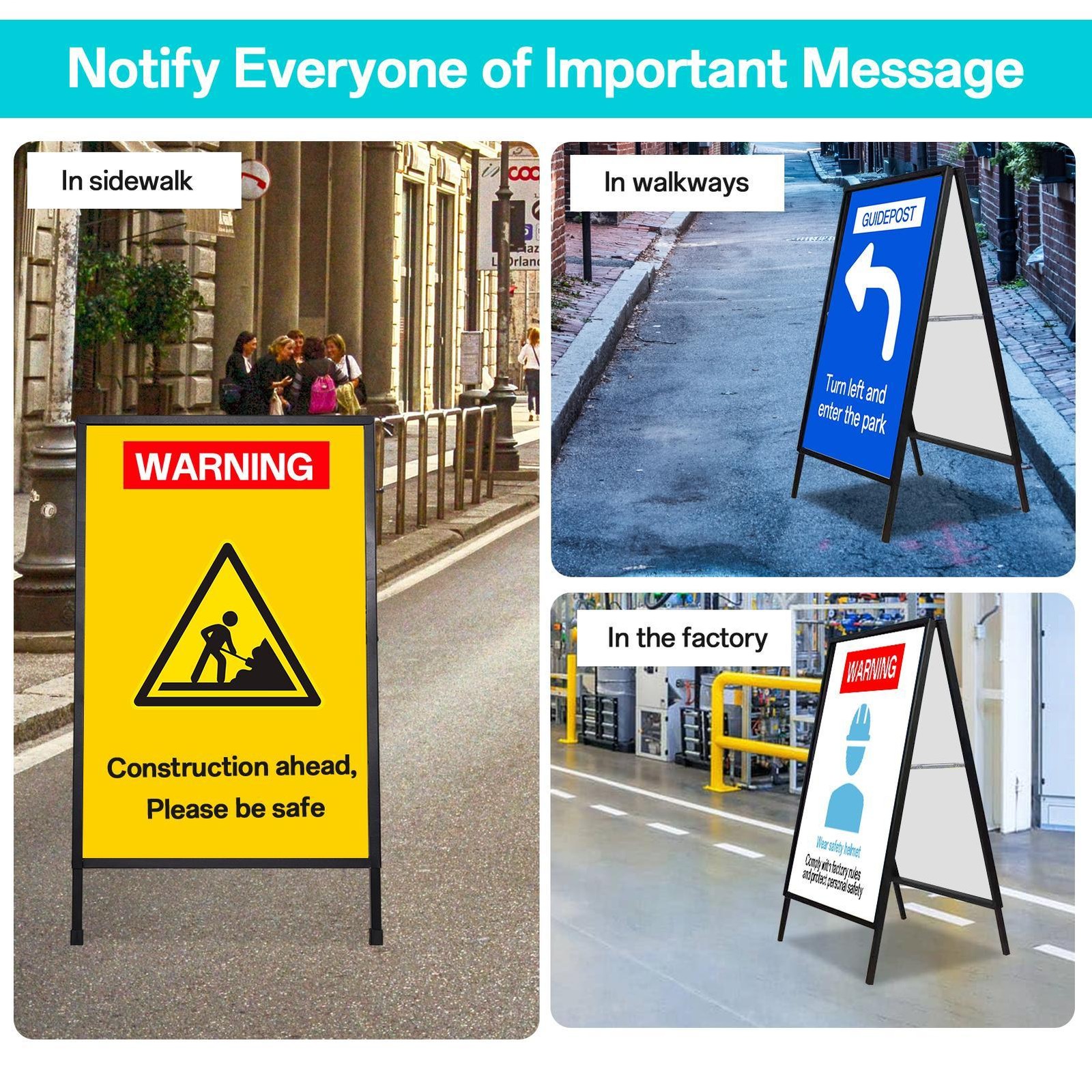 A-Frame Sidewalk Sign 24 x 36 Inch, Portable Double-Sided Sandwich Board 2 Pack