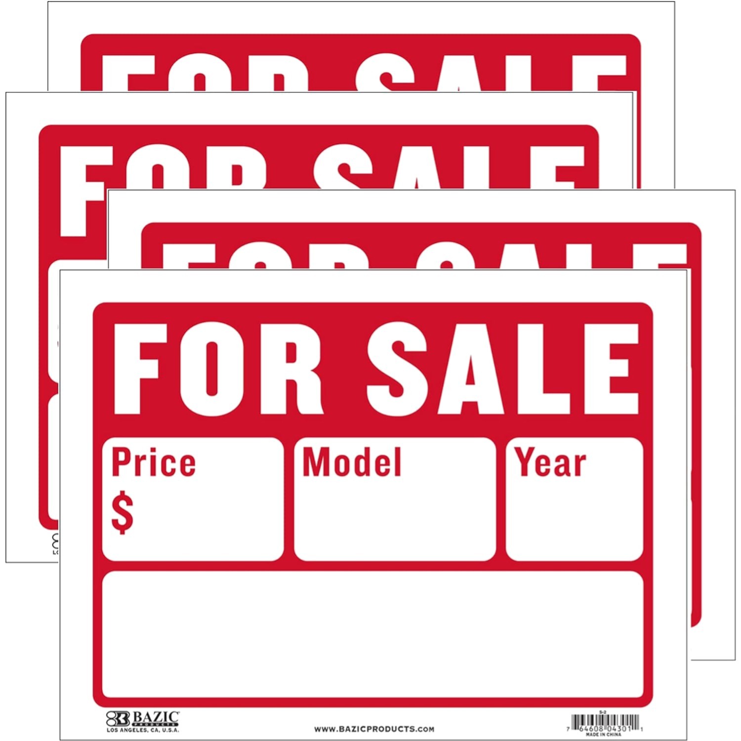 For Sale Sign 12×9 Inch Indoor Outdoor Vinyl 4-Pack High Visibility