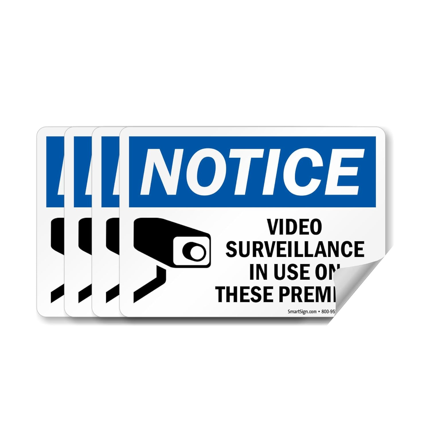(Pack of 4) 5 X7 Inch “Notice – Video Surveillance in Use on These Premises” Lab