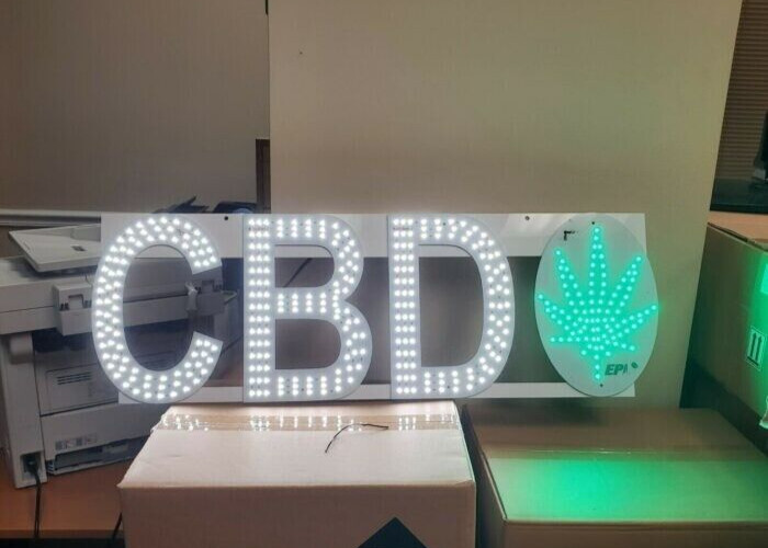 Very Bright LED White&Green Color CBD Sign – 29″ X 10″