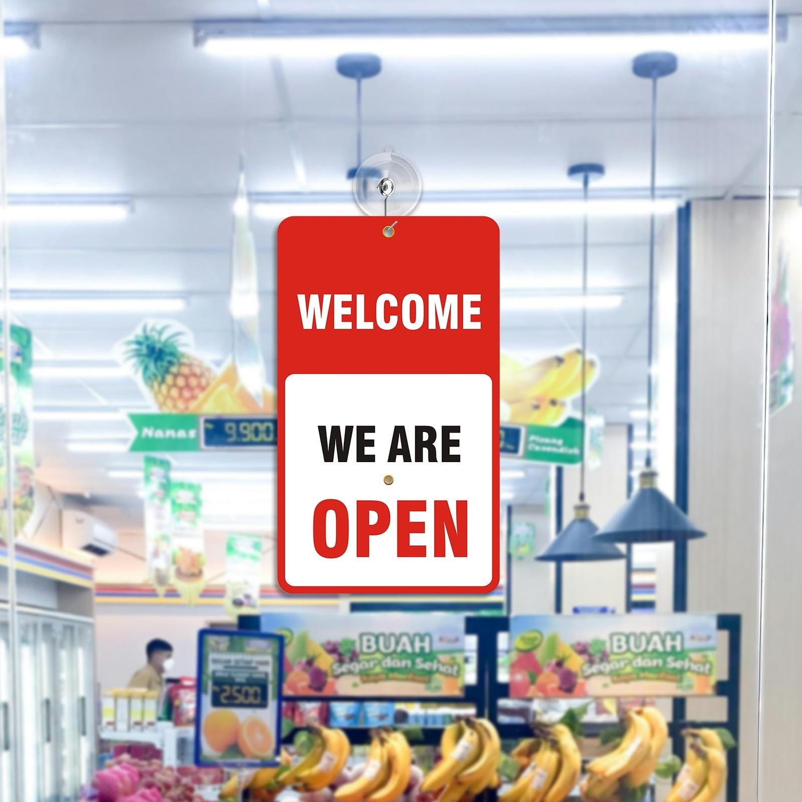 Open Signs for Business with Suction Cups, “We Will Be Back – Welcome We a