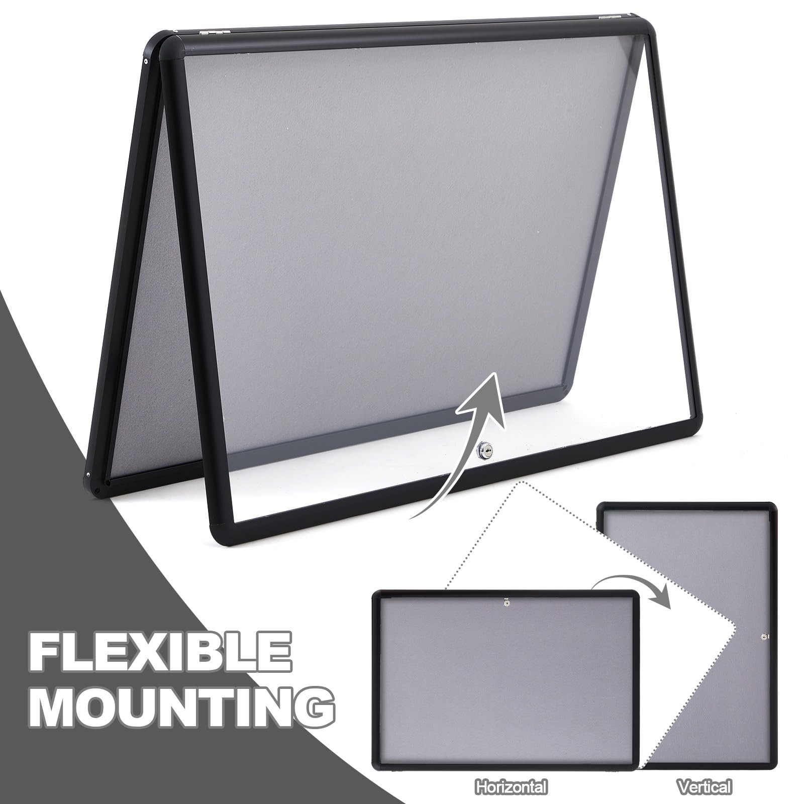 Geetery 36 x 24 Inch Enclosed Fabric Bulletin Board Tamperproof Lockable Noti…